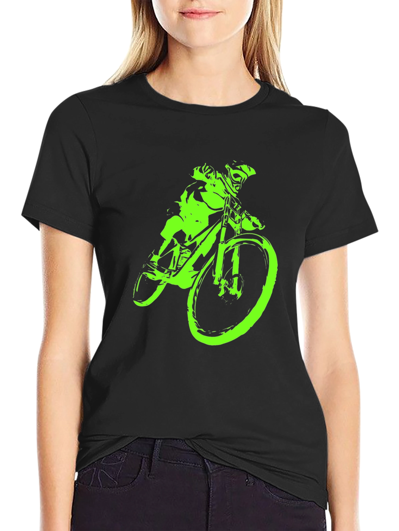 Neon Green Mountain Bike Graphic T-Shirt