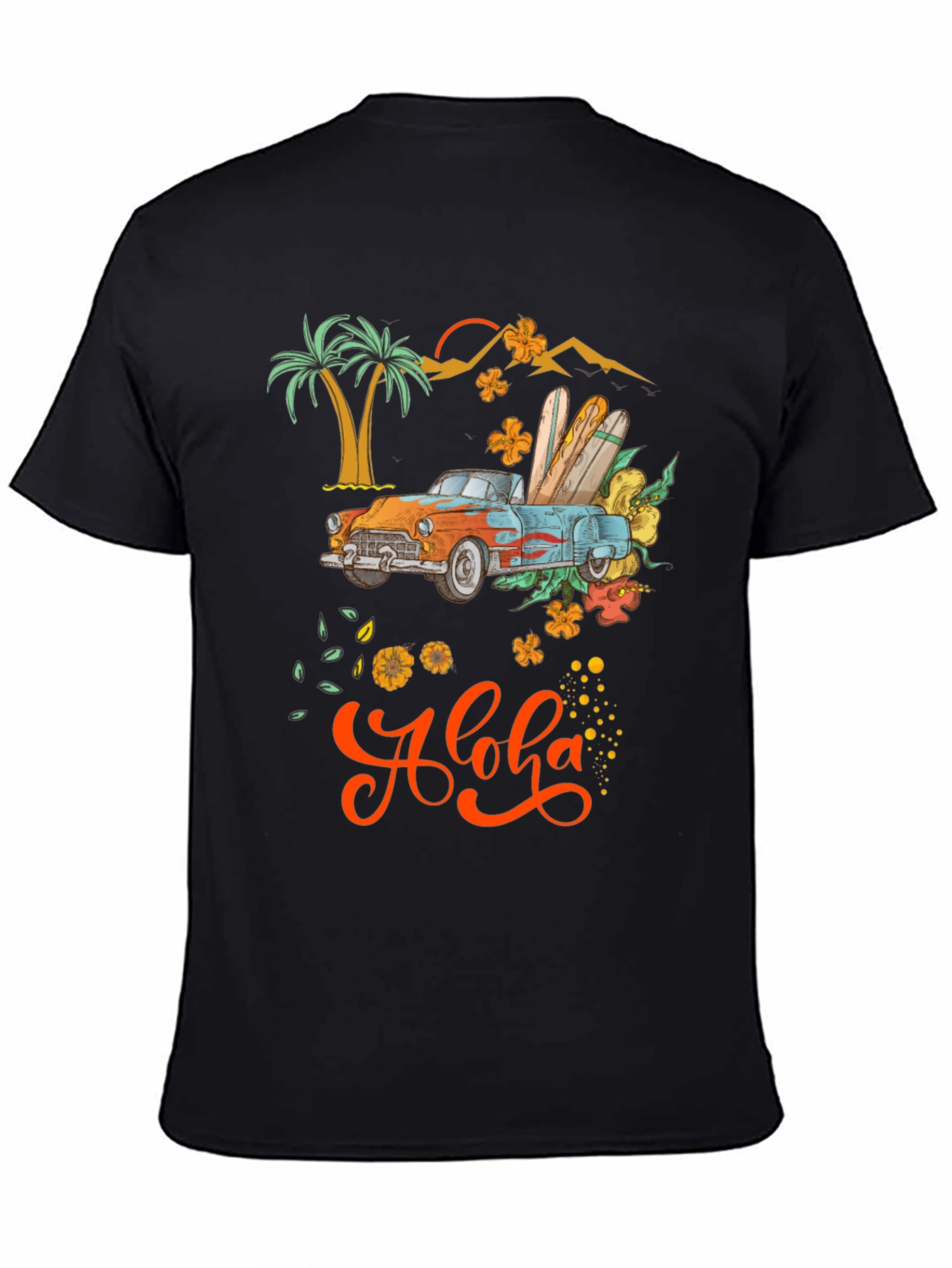 Aloha Summer T-Shirt with Retro Car & Surfboards