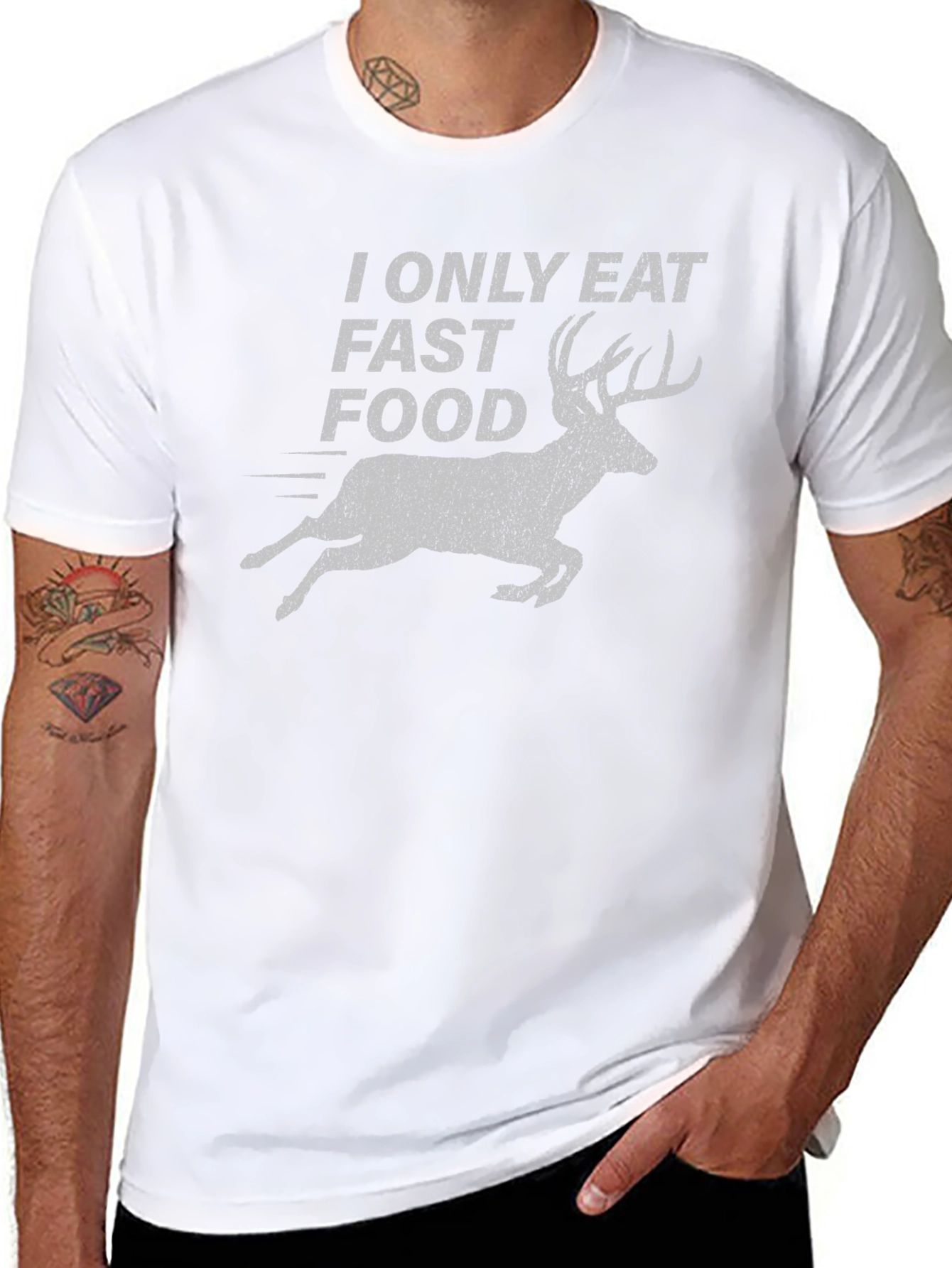 I Only Eat Fast Food Deer Graphic T-Shirt