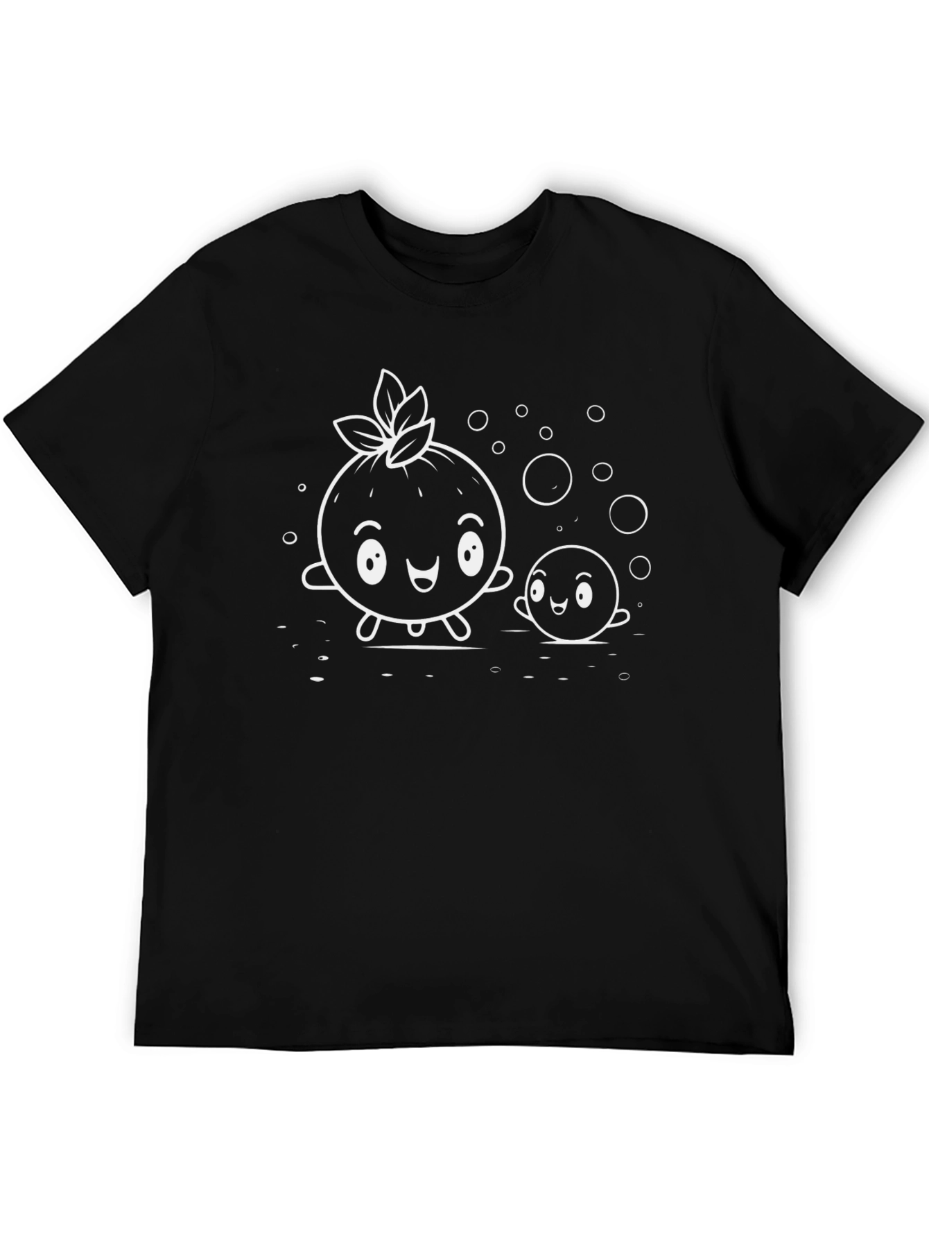 Cute Cartoon Fruit Black T-Shirt