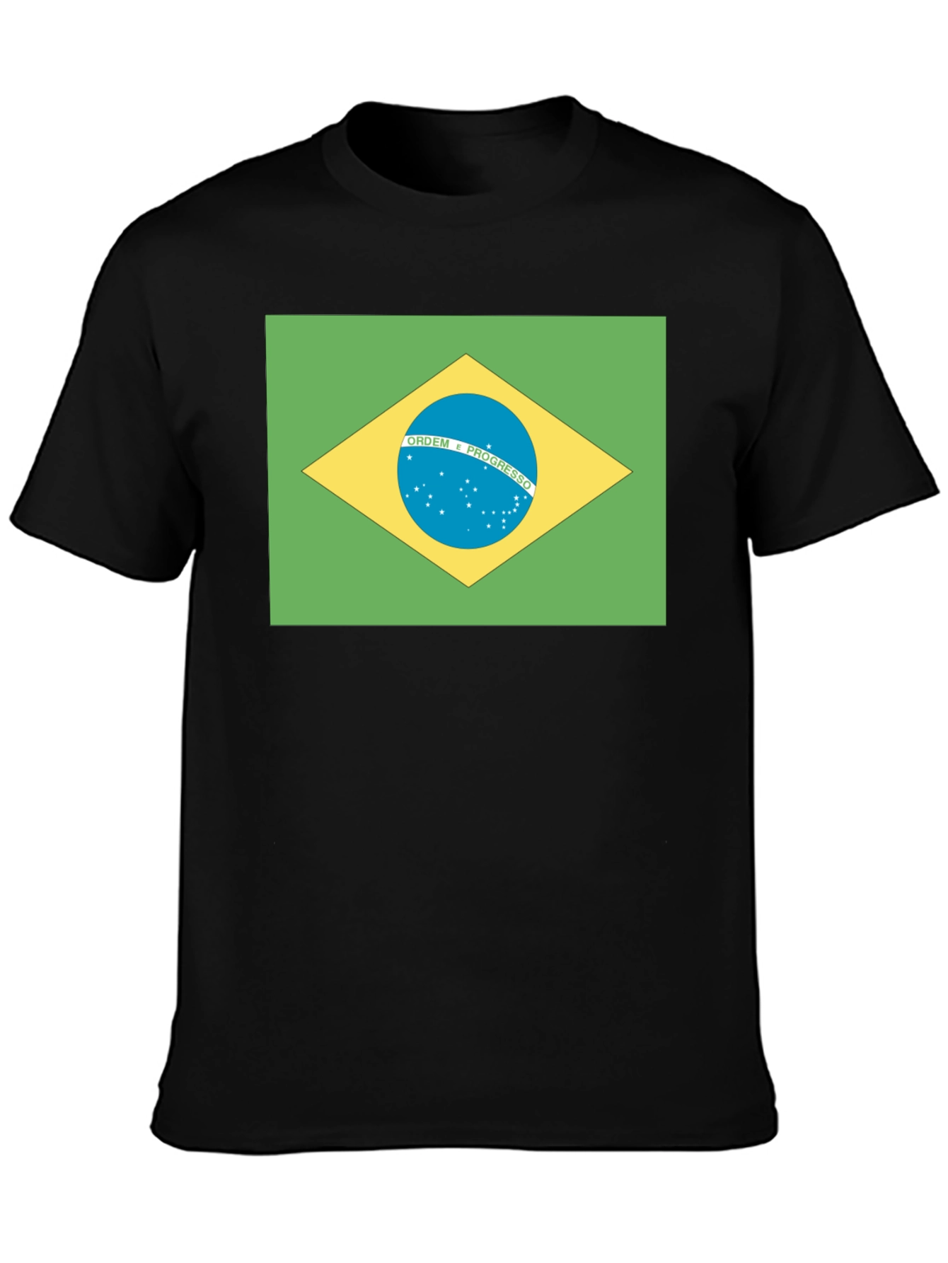Brazil Flag T-Shirt - Black Crew Neck Tee