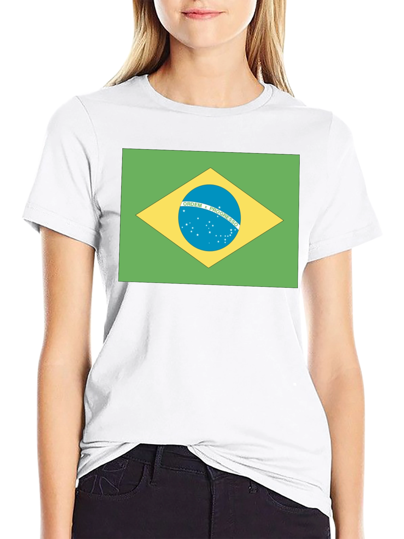 Brazil Flag T-Shirt - Black Crew Neck Tee