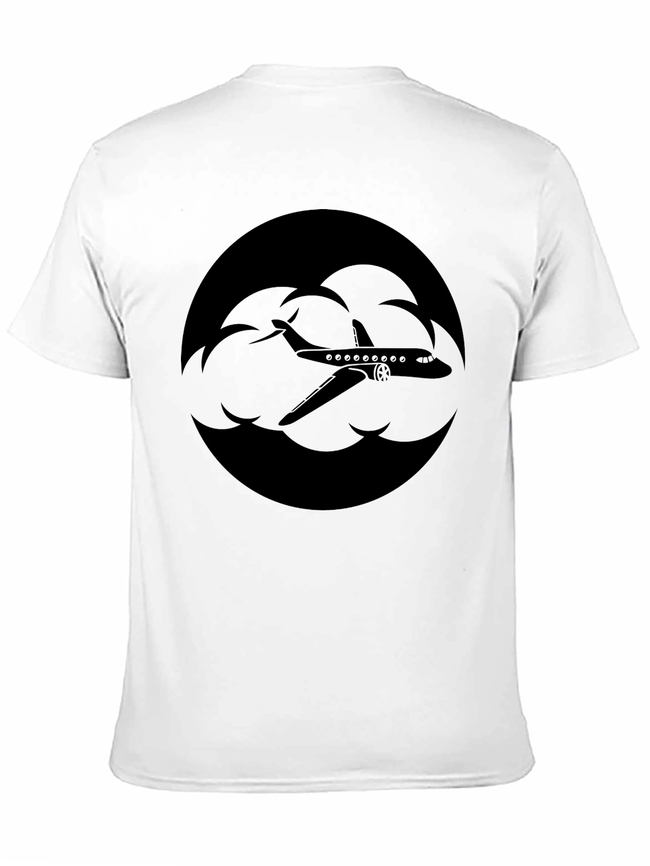 Airplane Cloud Graphic Tee - Black Cotton T-Shirt