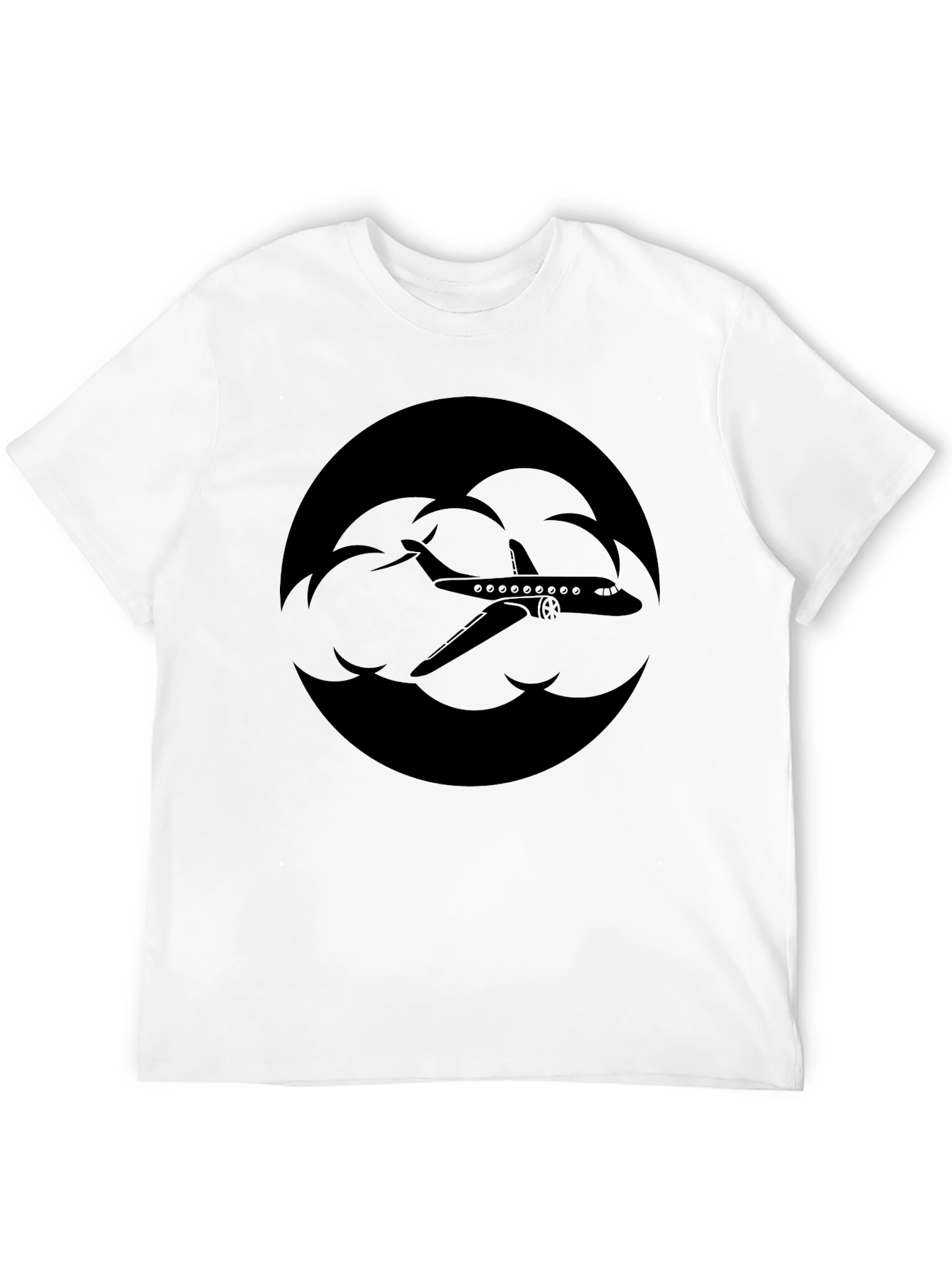 Airplane Cloud Graphic Tee - Black Cotton T-Shirt