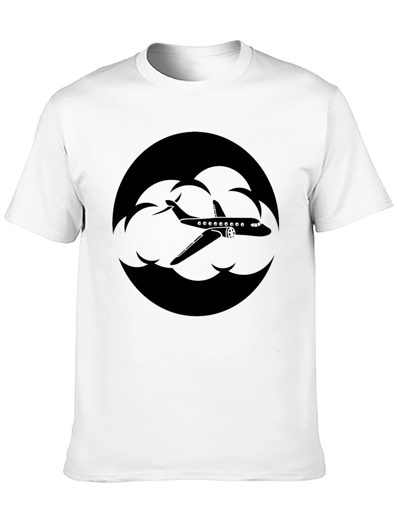Airplane Cloud Graphic Tee - Black Cotton T-Shirt