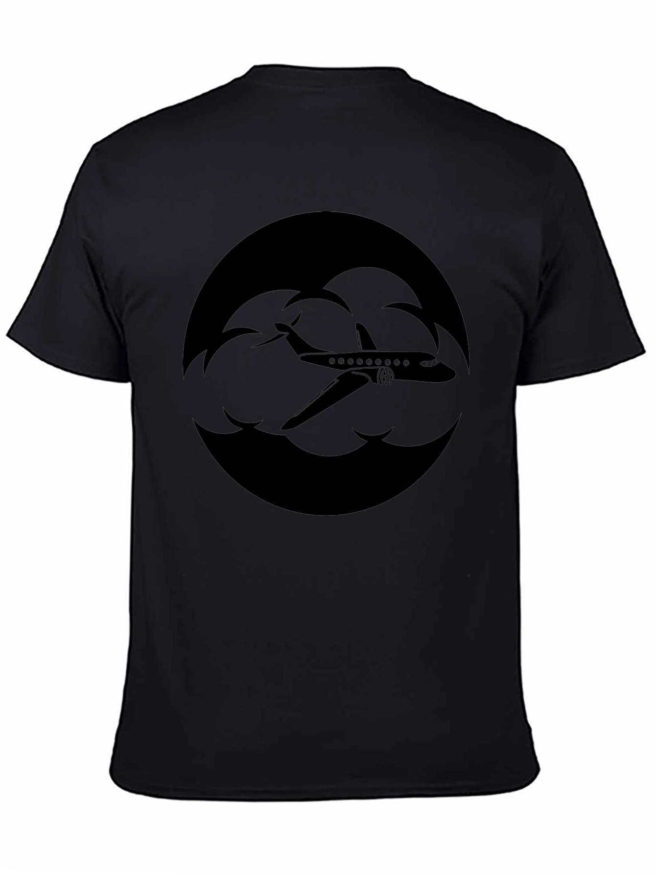 Airplane Cloud Graphic Tee - Black Cotton T-Shirt