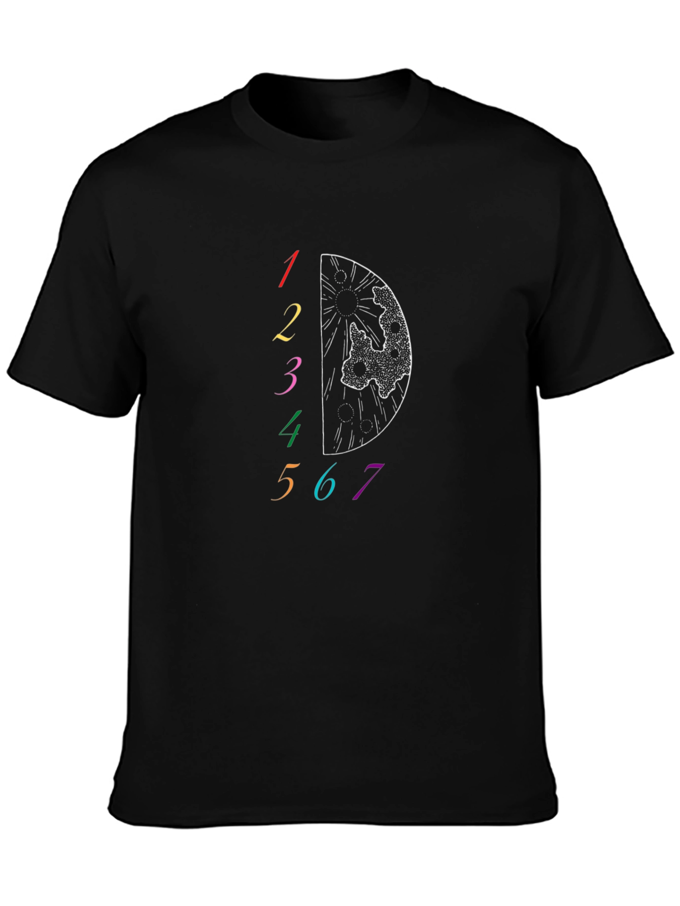 Cosmic Half-Circle Graphic Tee - Black
