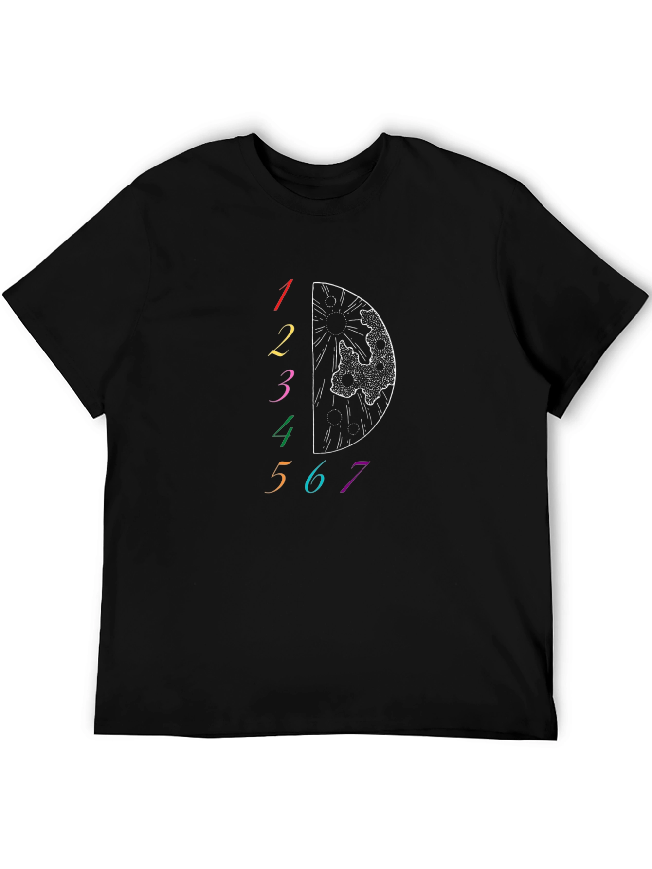 Cosmic Half-Circle Graphic Tee - Black