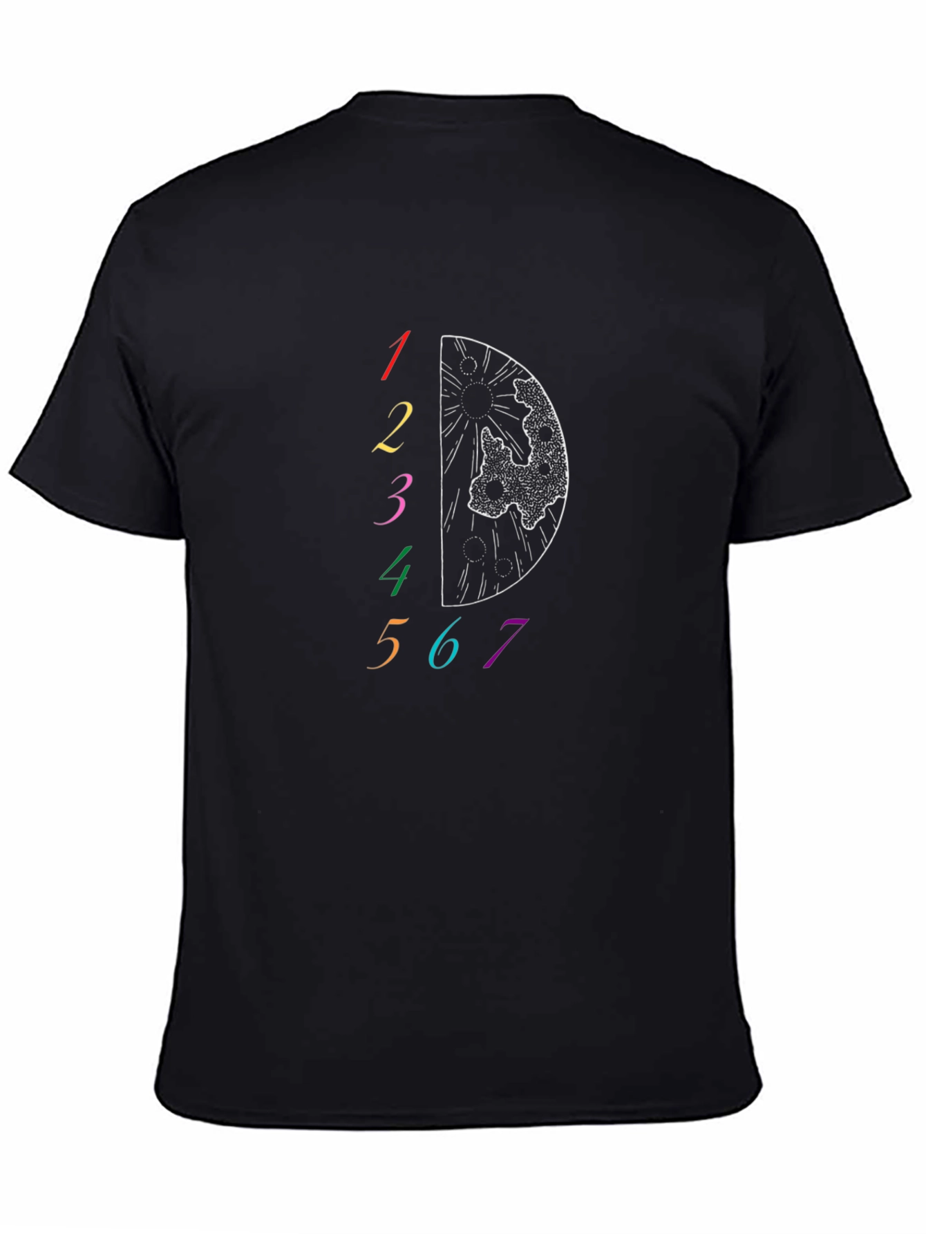 Cosmic Half-Circle Graphic Tee - Black