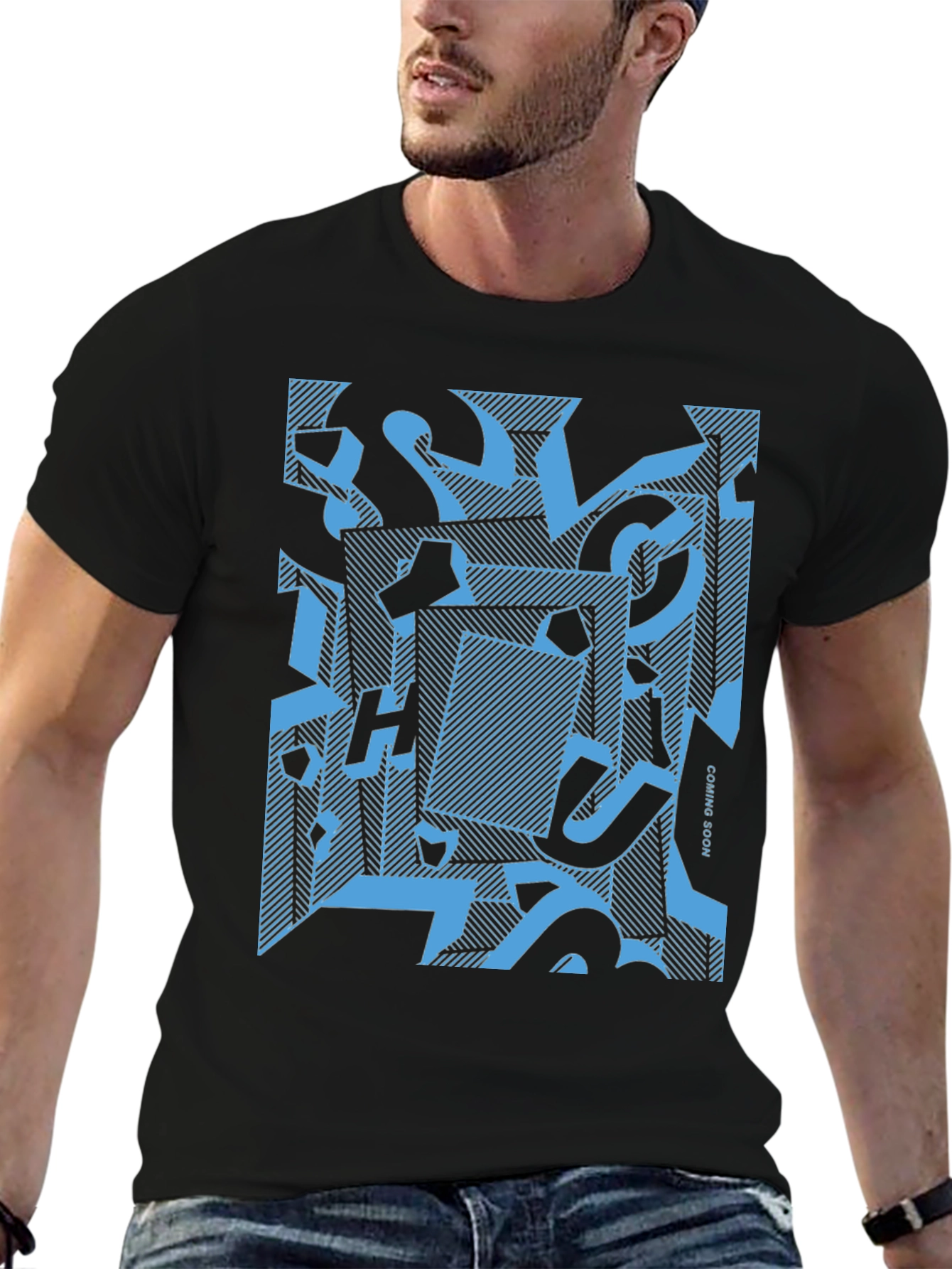 Abstract Geometric Graphic Print Mens T-Shirt