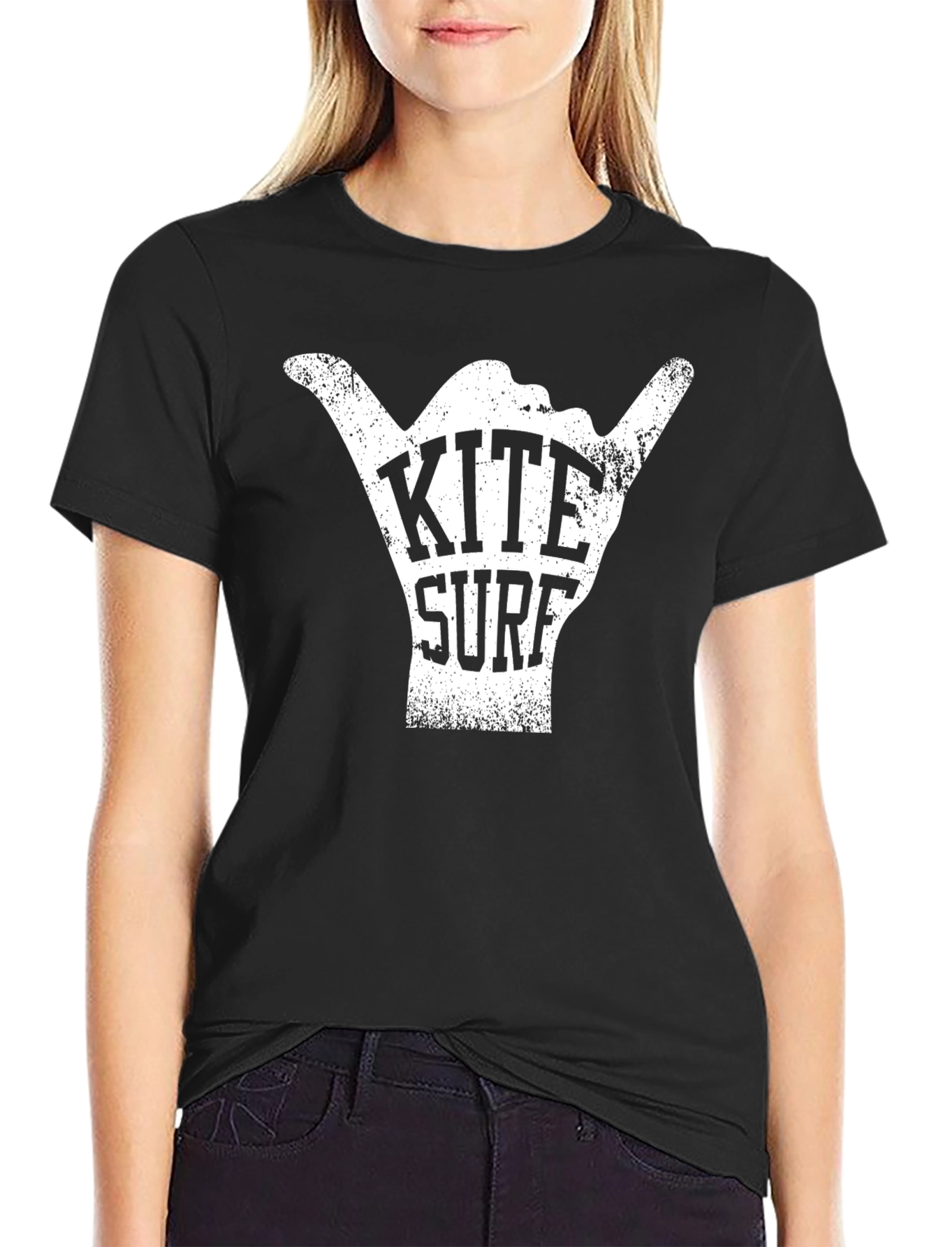 Kite Surf Shaka Hand T-Shirt - Black