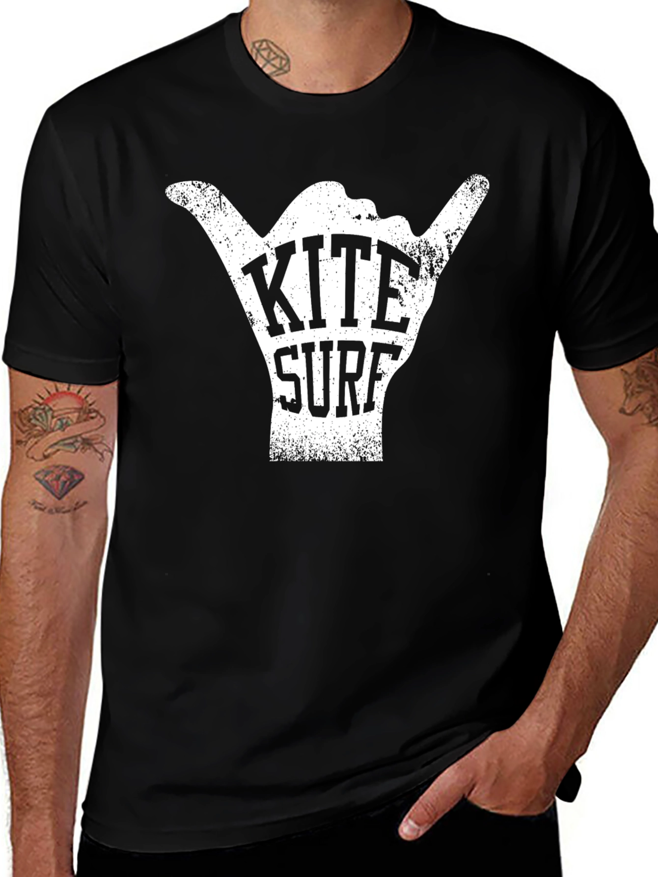 Kite Surf Shaka Hand T-Shirt - Black