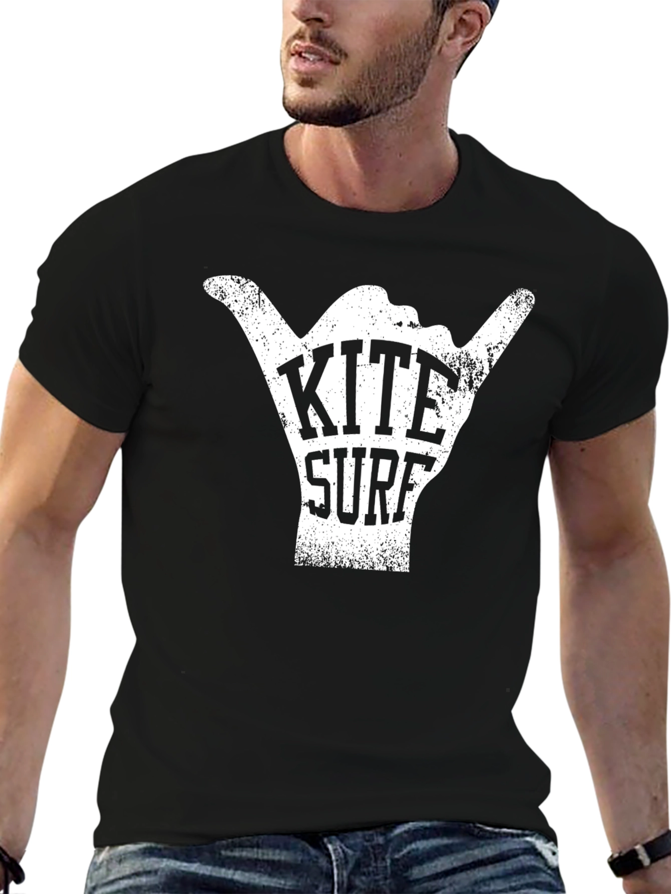 Kite Surf Shaka Hand T-Shirt - Black