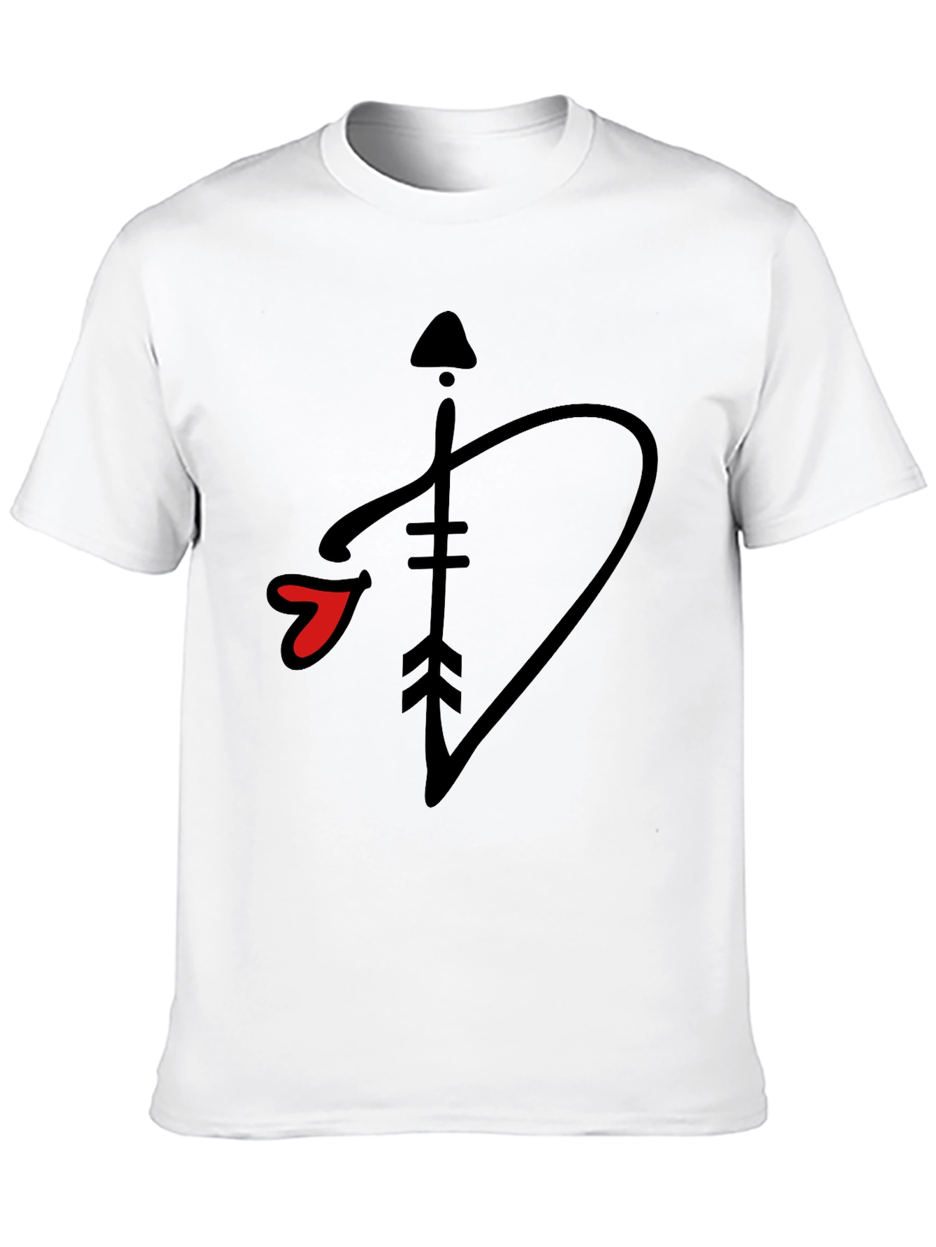 Black T-Shirt with Arrow Heart Graphic
