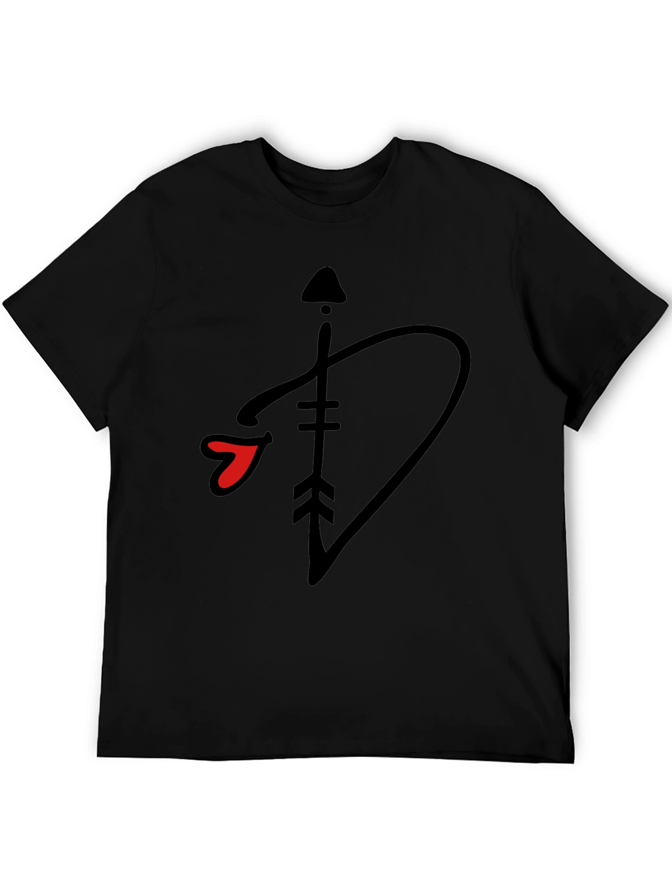 Black T-Shirt with Arrow Heart Graphic