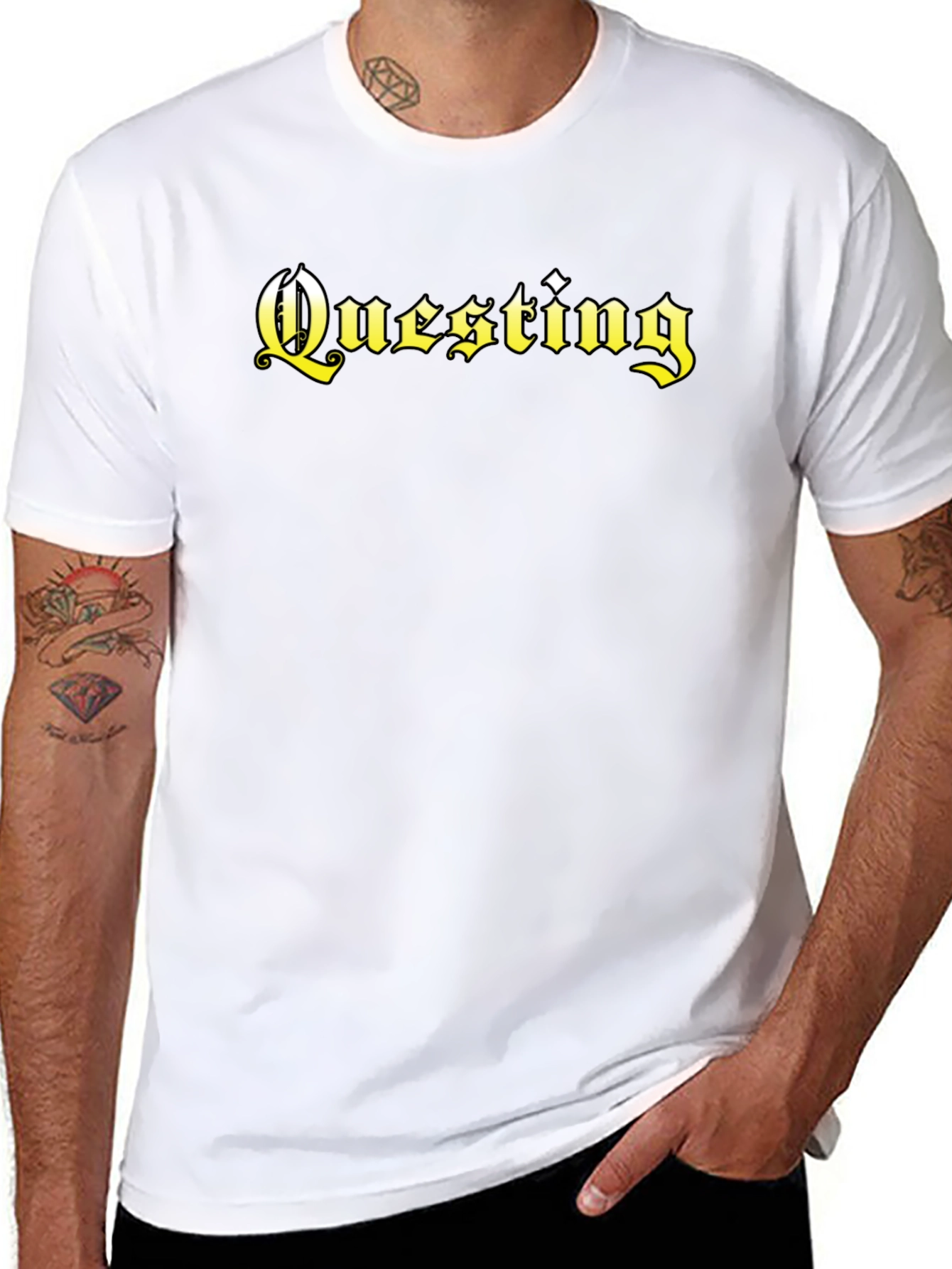 Questing Black T-Shirt - Bold Gothic Style