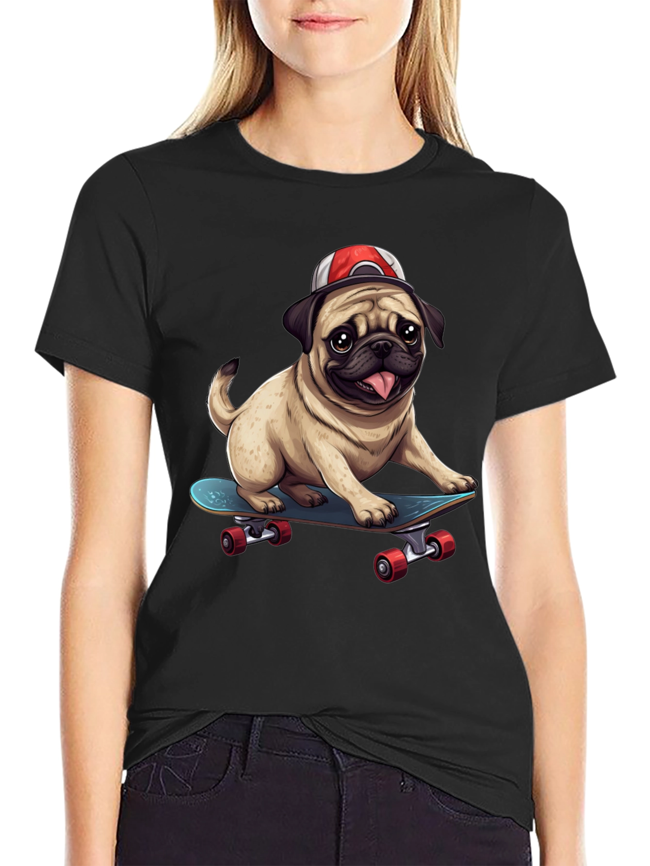 Pug Skateboard T-Shirt - Cool Dog Tee