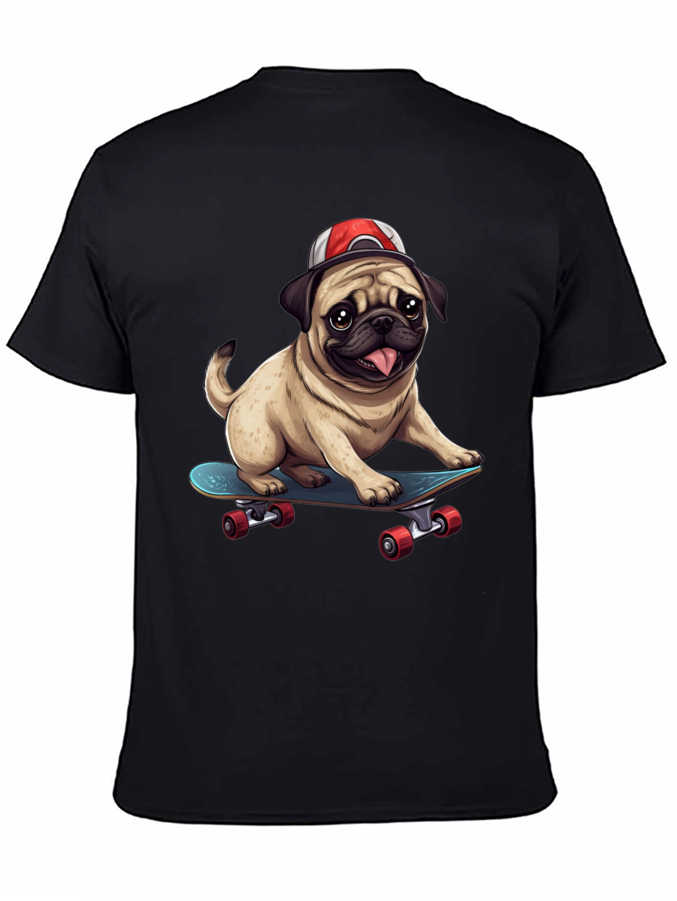 Pug Skateboard T-Shirt - Cool Dog Tee