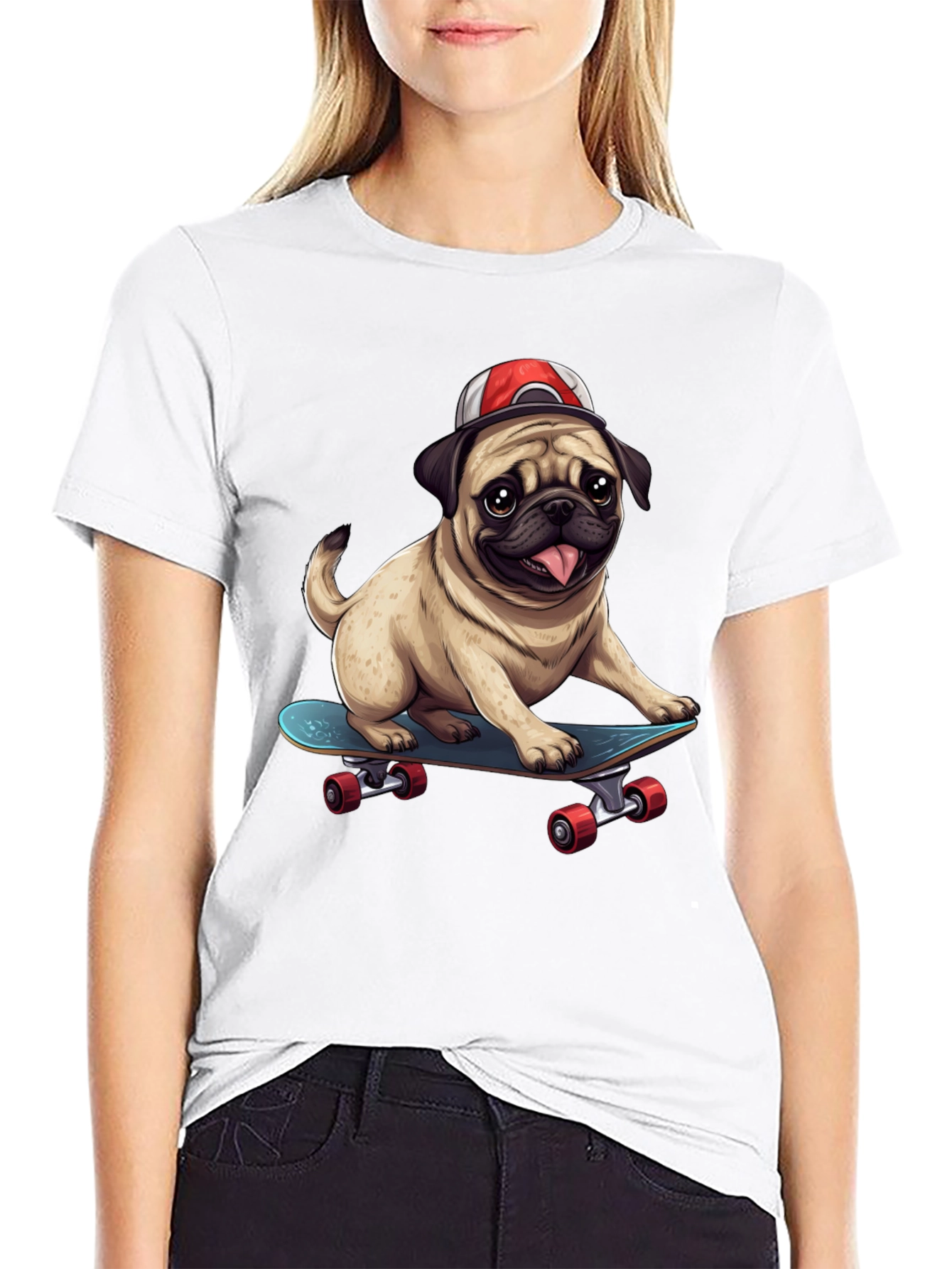 Pug Skateboard T-Shirt - Cool Dog Tee