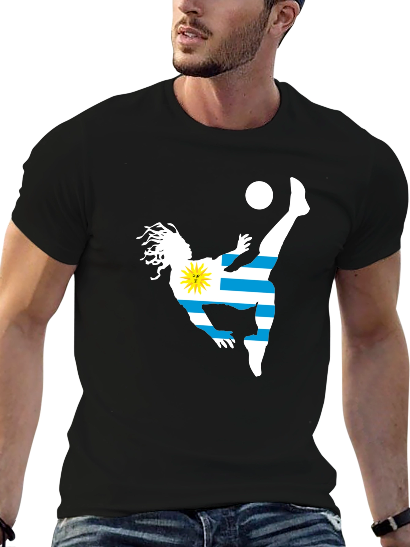 Uruguay Soccer Silhouette Graphic T-Shirt