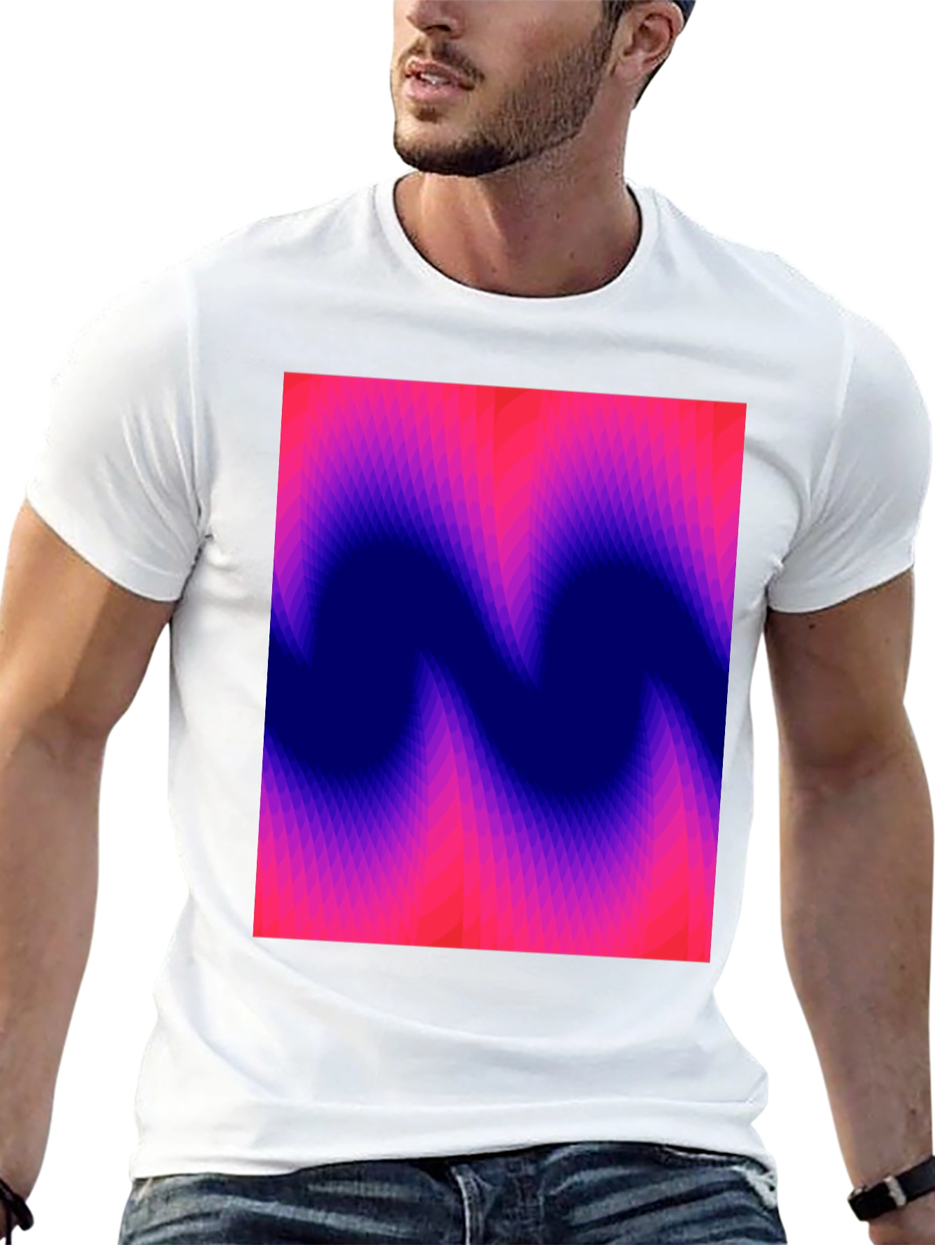 Abstract Wave Graphic Tee - Soft Black Cotton T-Shirt