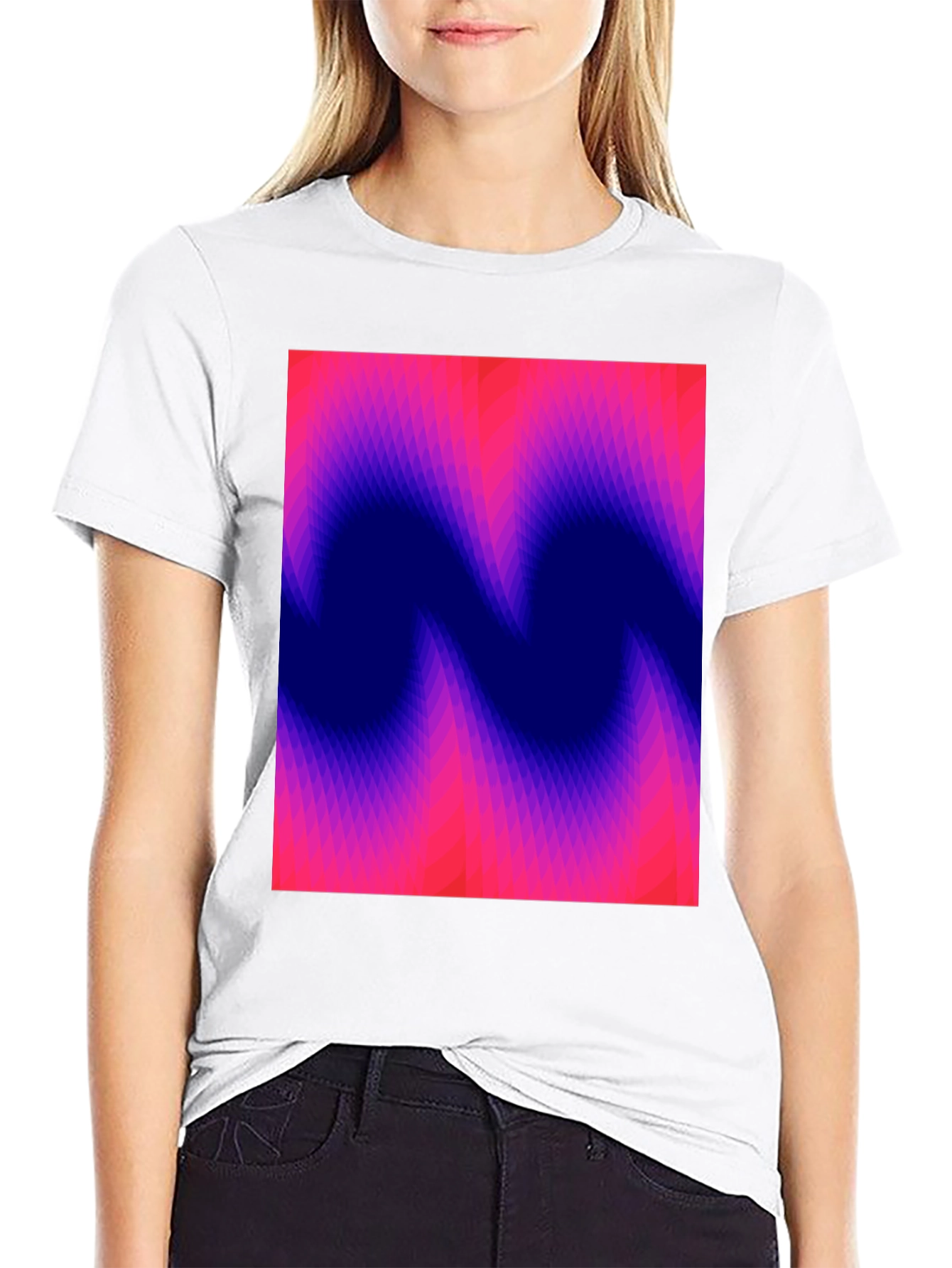 Abstract Wave Graphic Tee - Soft Black Cotton T-Shirt