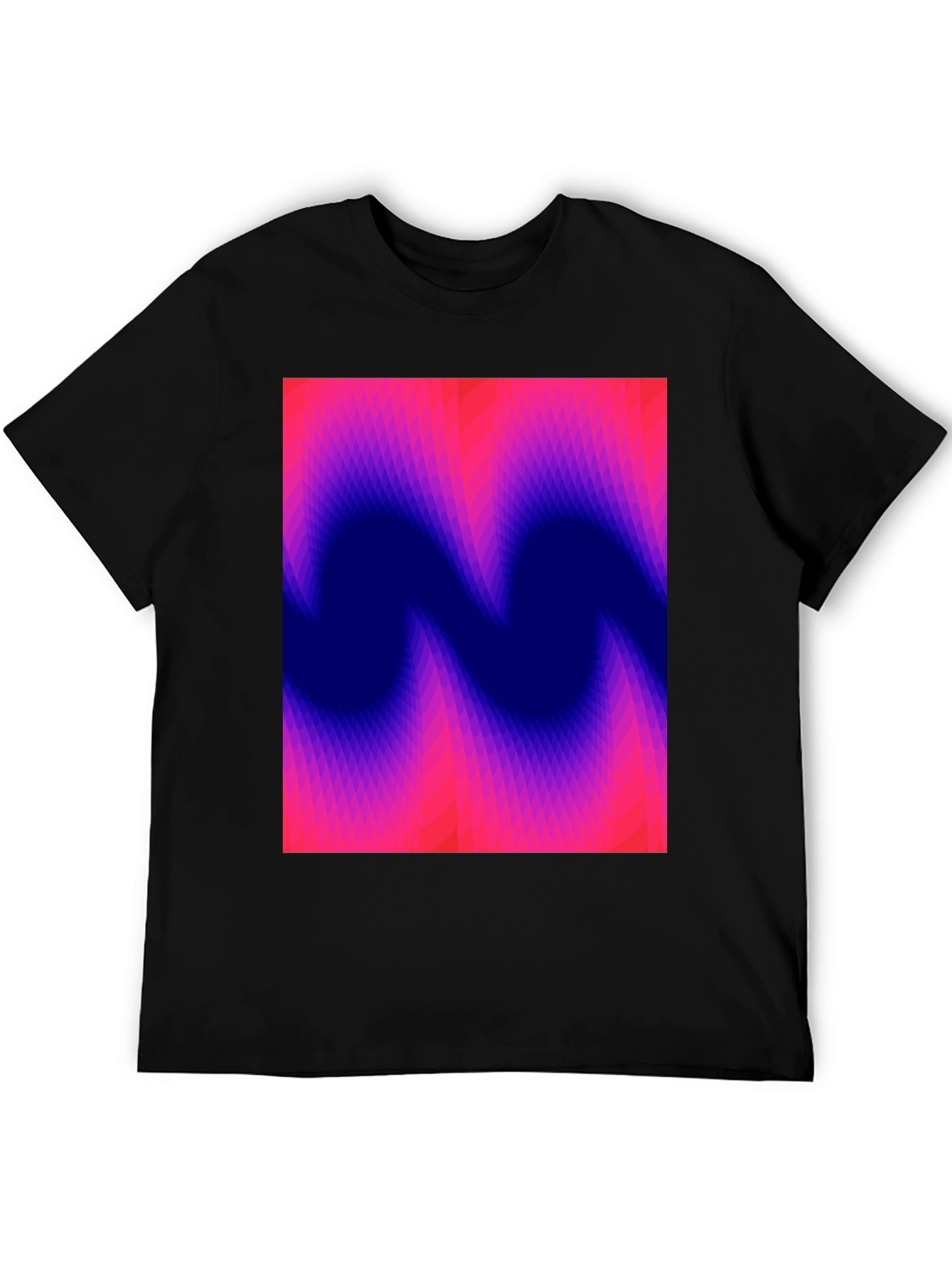 Abstract Wave Graphic Tee - Soft Black Cotton T-Shirt