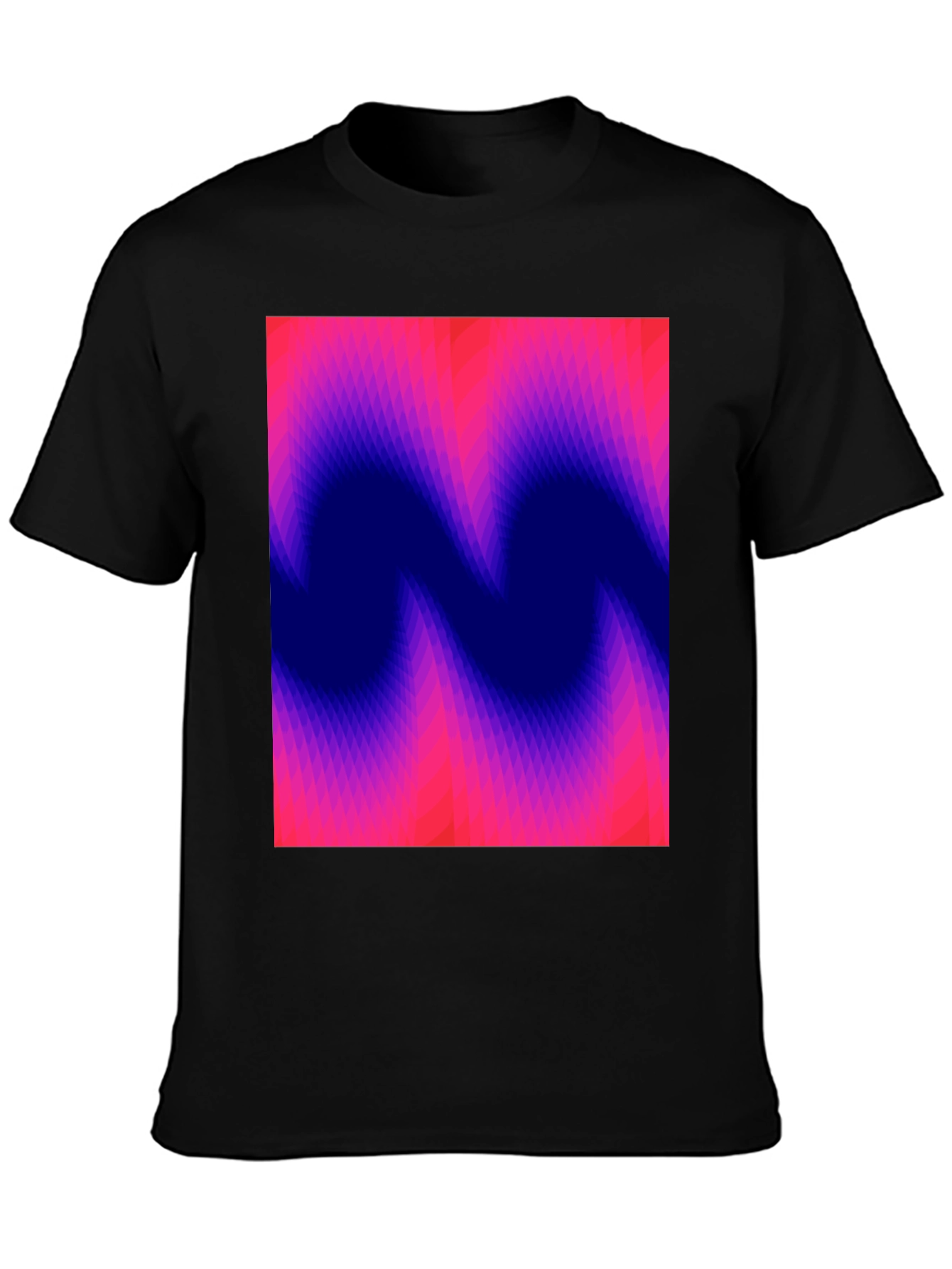 Abstract Wave Graphic Tee - Soft Black Cotton T-Shirt
