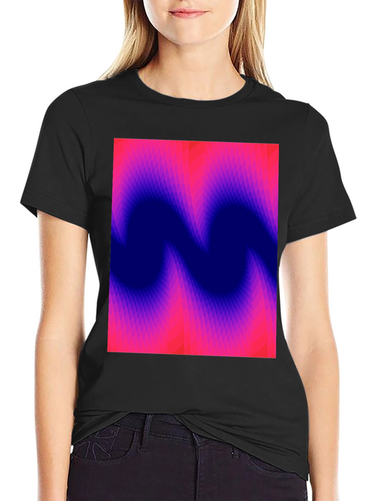Abstract Wave Graphic Tee - Soft Black Cotton T-Shirt