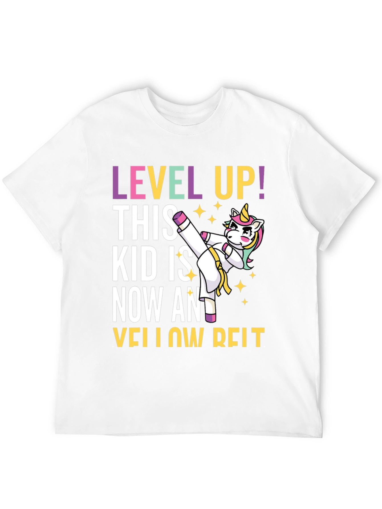 Level Up Yellow Belt Unicorn T-Shirt