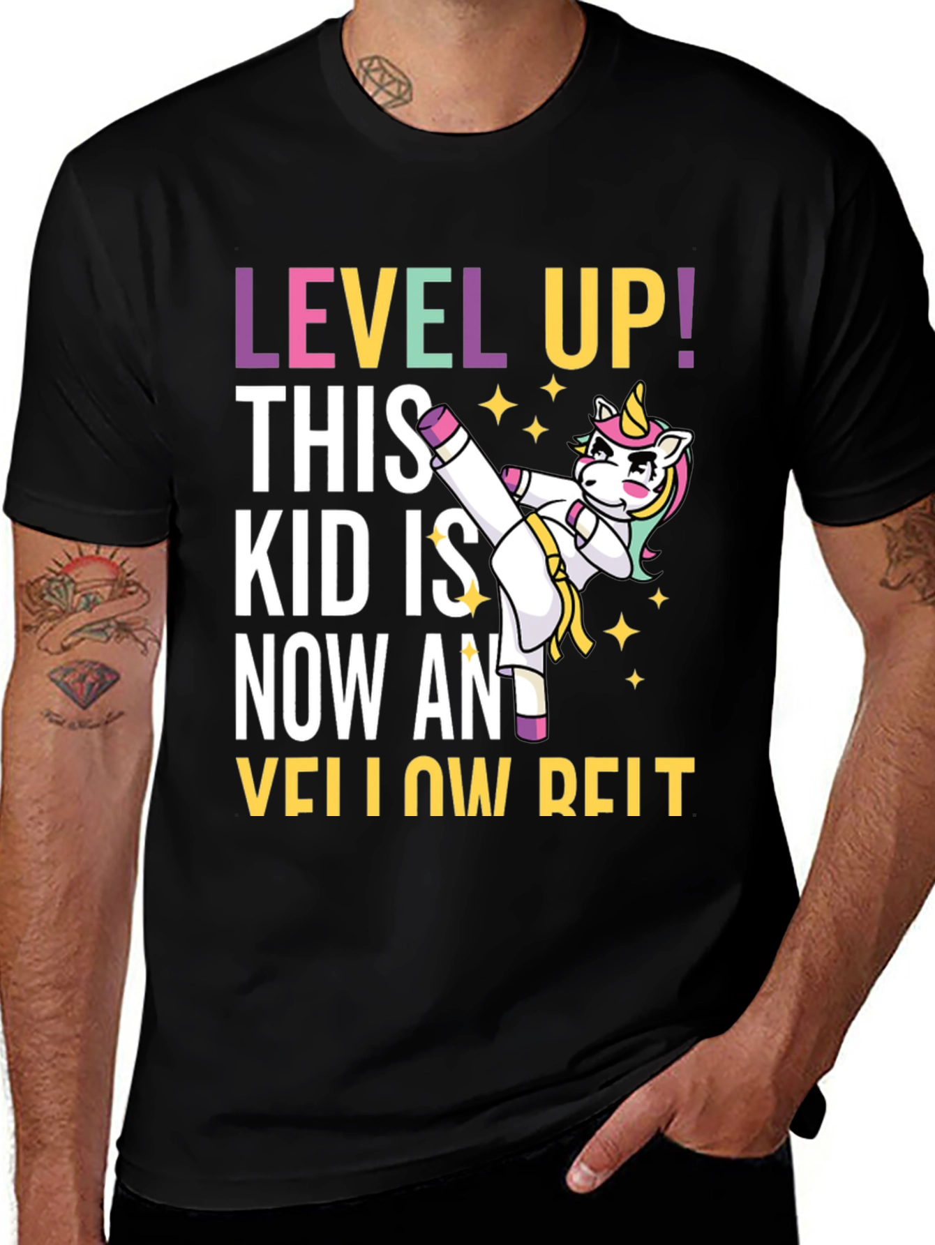 Level Up Yellow Belt Unicorn T-Shirt