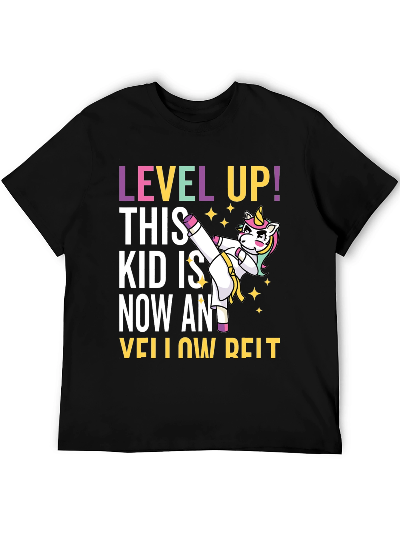 Level Up Yellow Belt Unicorn T-Shirt