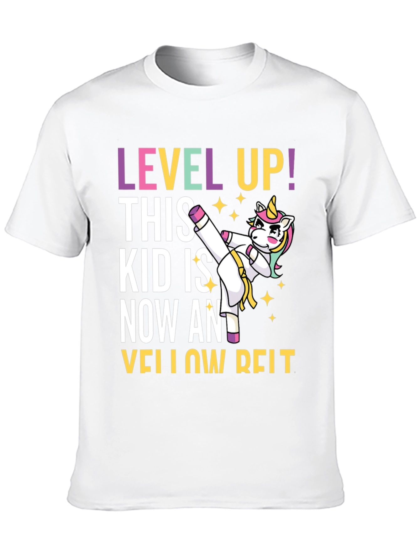 Level Up Yellow Belt Unicorn T-Shirt