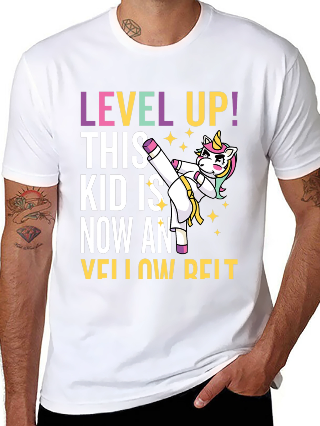 Level Up Yellow Belt Unicorn T-Shirt
