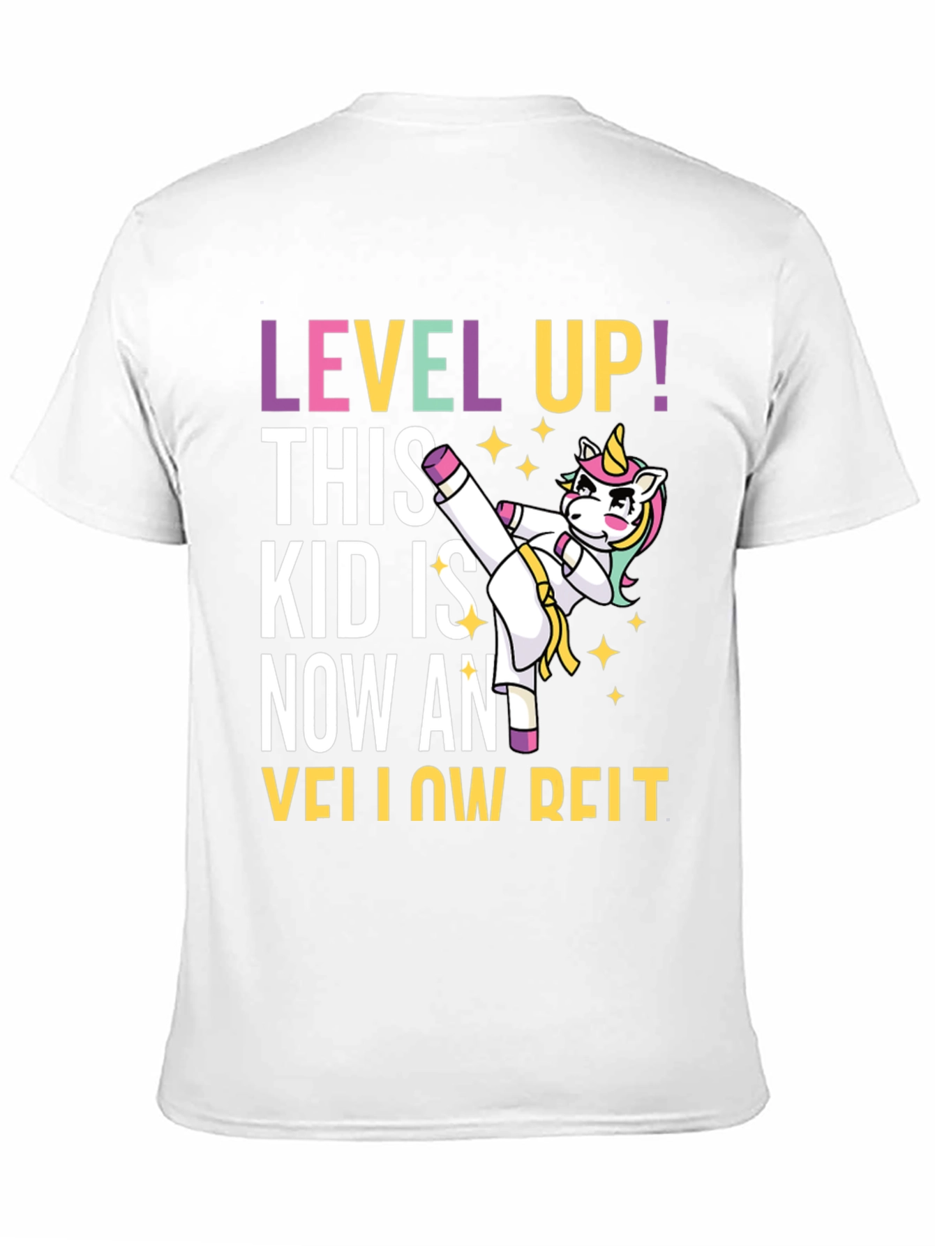 Level Up Yellow Belt Unicorn T-Shirt