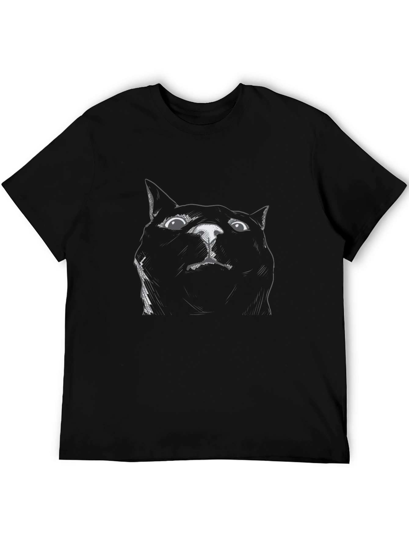 Black Cat Sketch Tee - Funny Graphic T-Shirt