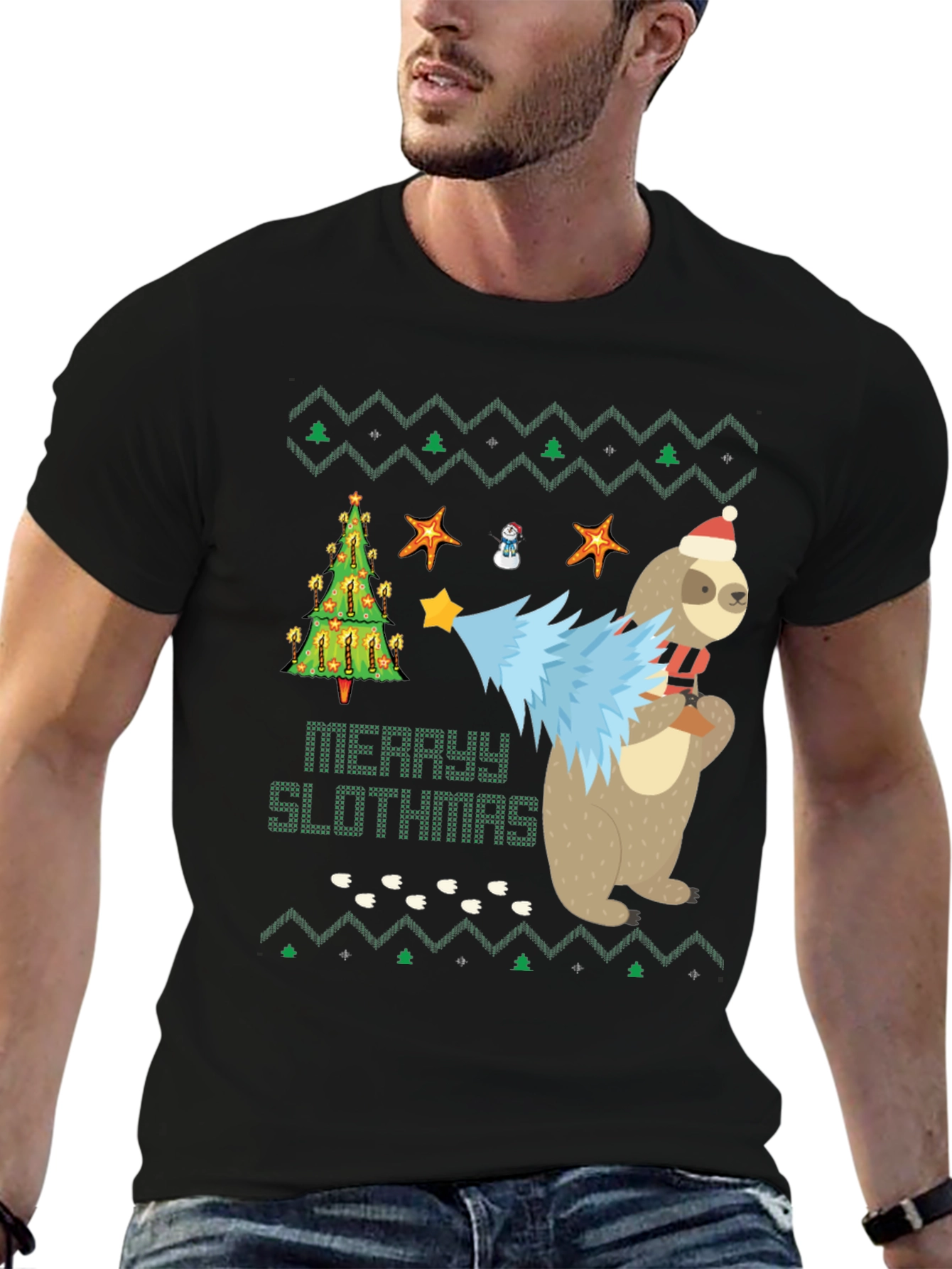 Merry Slothmas Graphic Tee - Funny Holiday Sloth Shirt