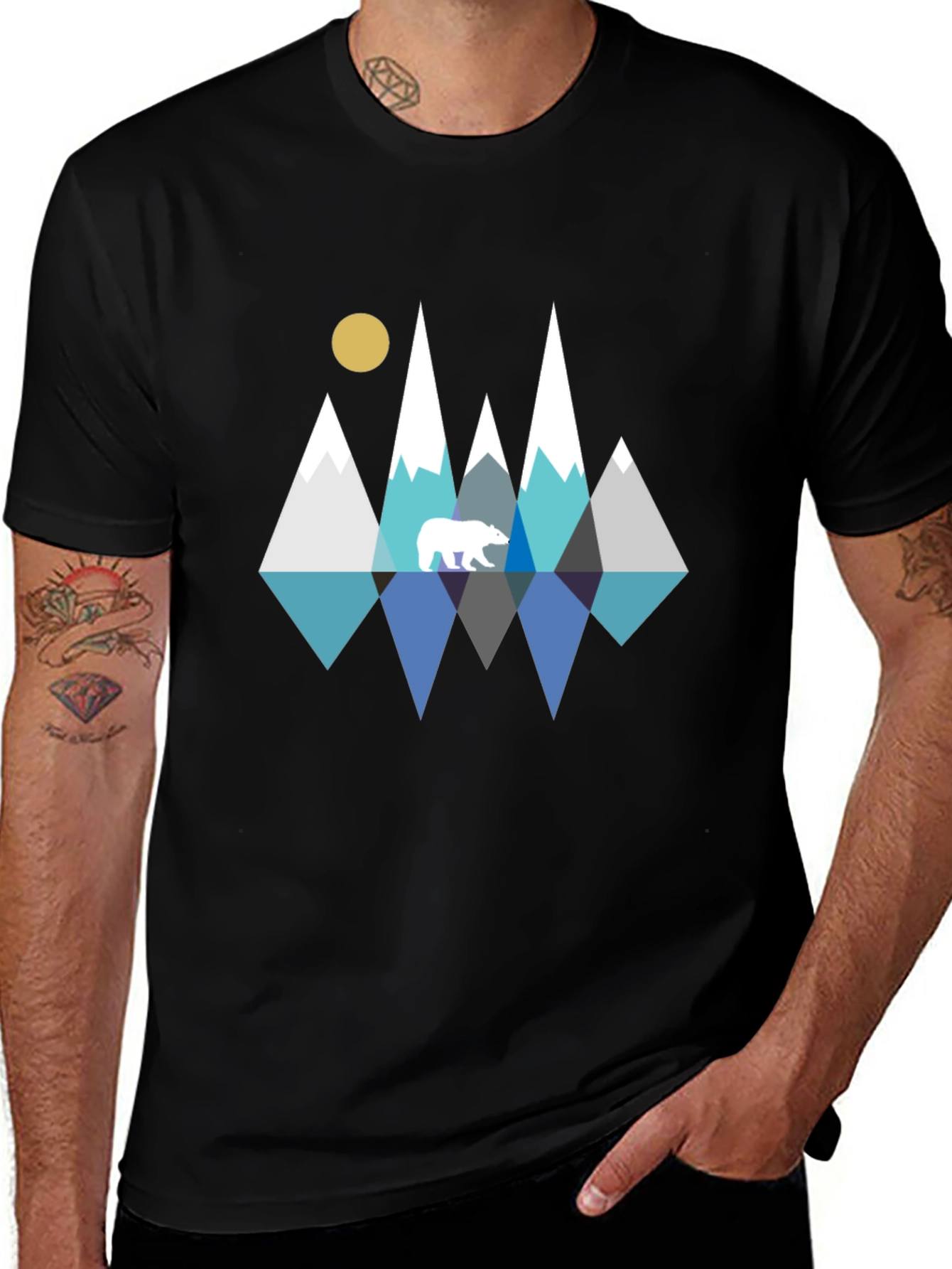 Geometric Bear & Mountain Graphic Tee