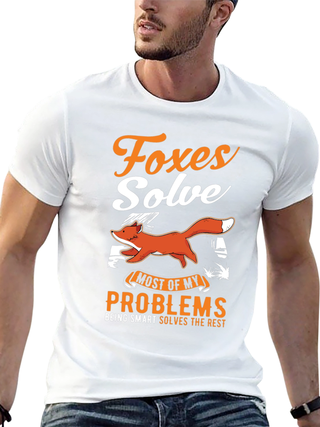 Foxes Solve Problems Graphic Tee - Mens Casual