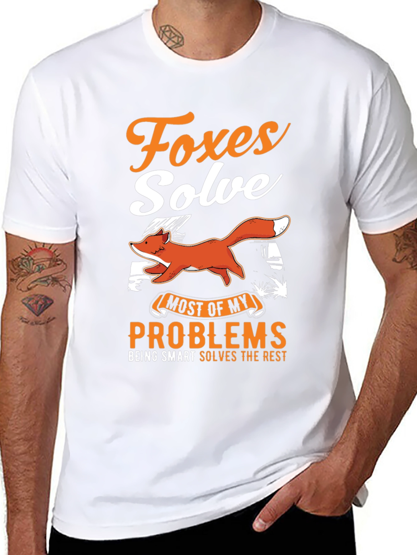 Foxes Solve Problems Graphic Tee - Mens Casual