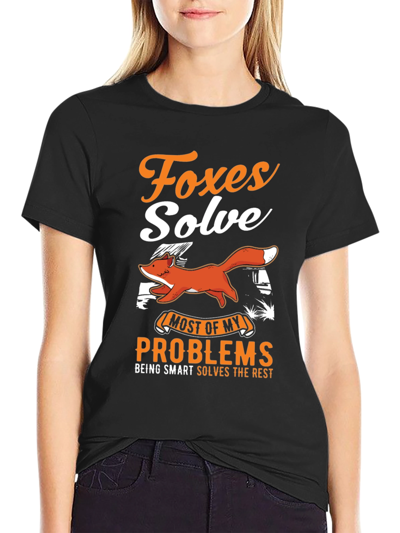 Foxes Solve Problems Graphic Tee - Mens Casual