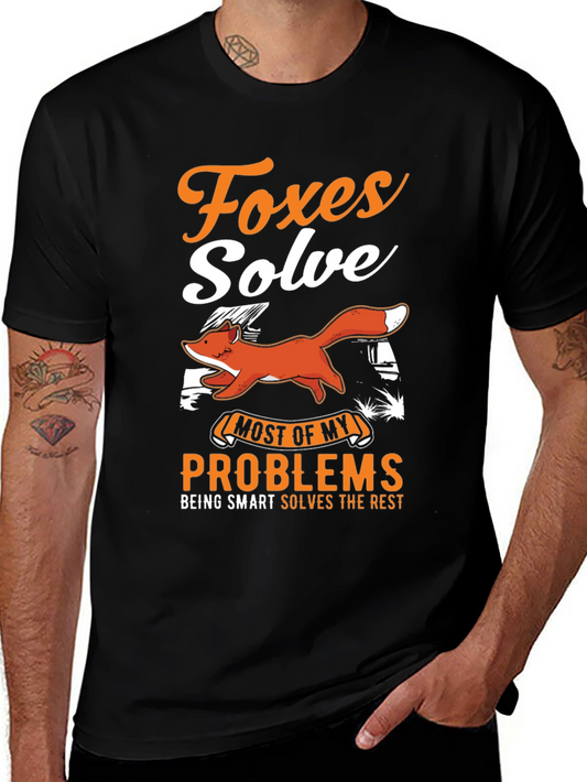 Foxes Solve Problems Graphic Tee - Mens Casual