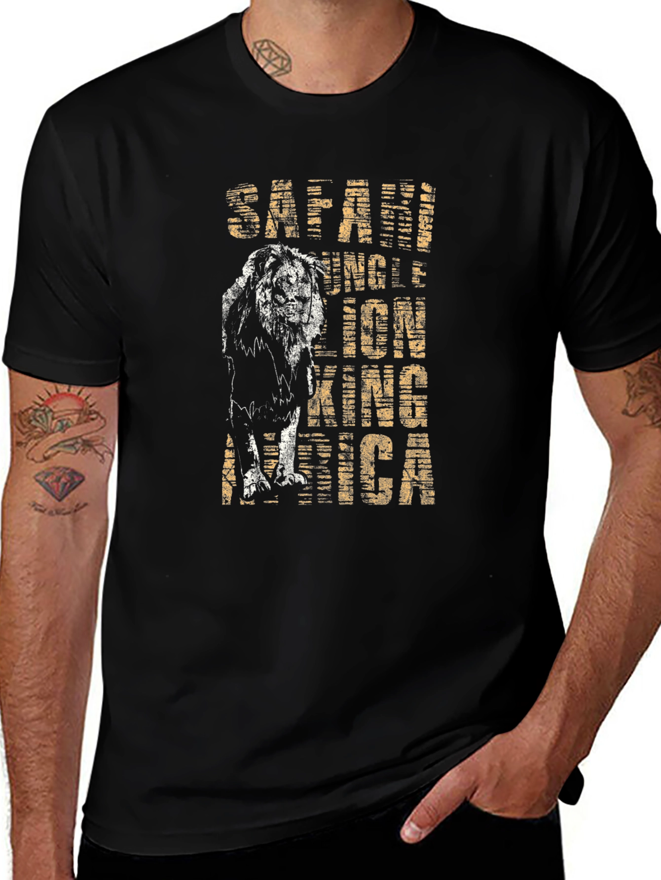 Safari Lion King Graphic Tee - Black