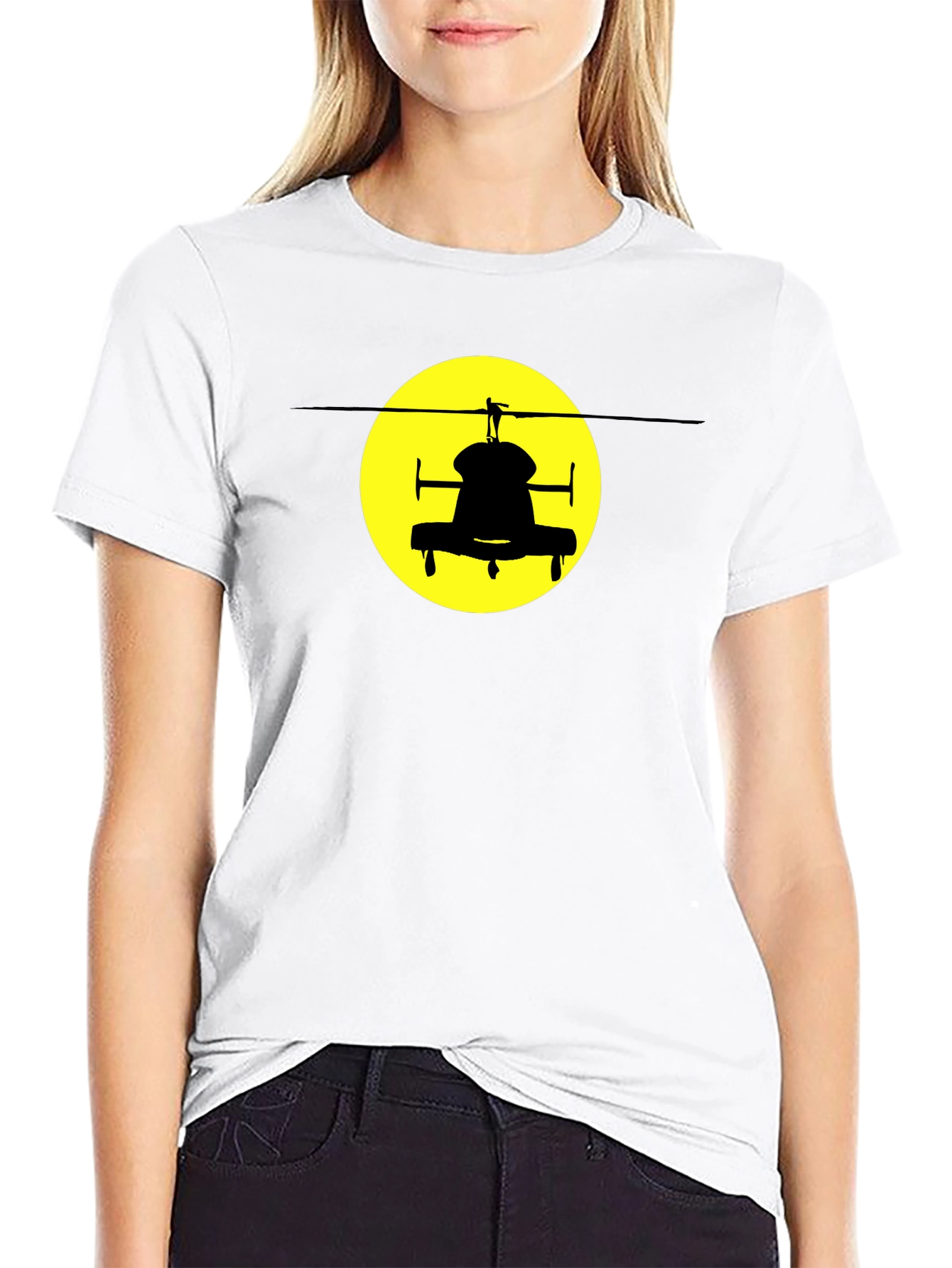 Helicopter Silhouette Graphic Tee - Black