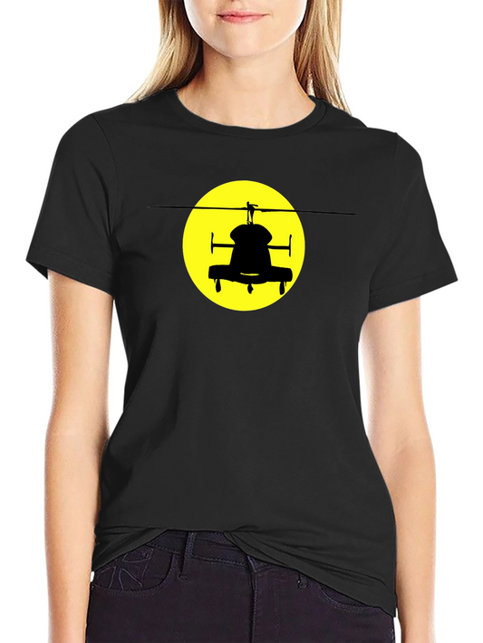 Helicopter Silhouette Graphic Tee - Black