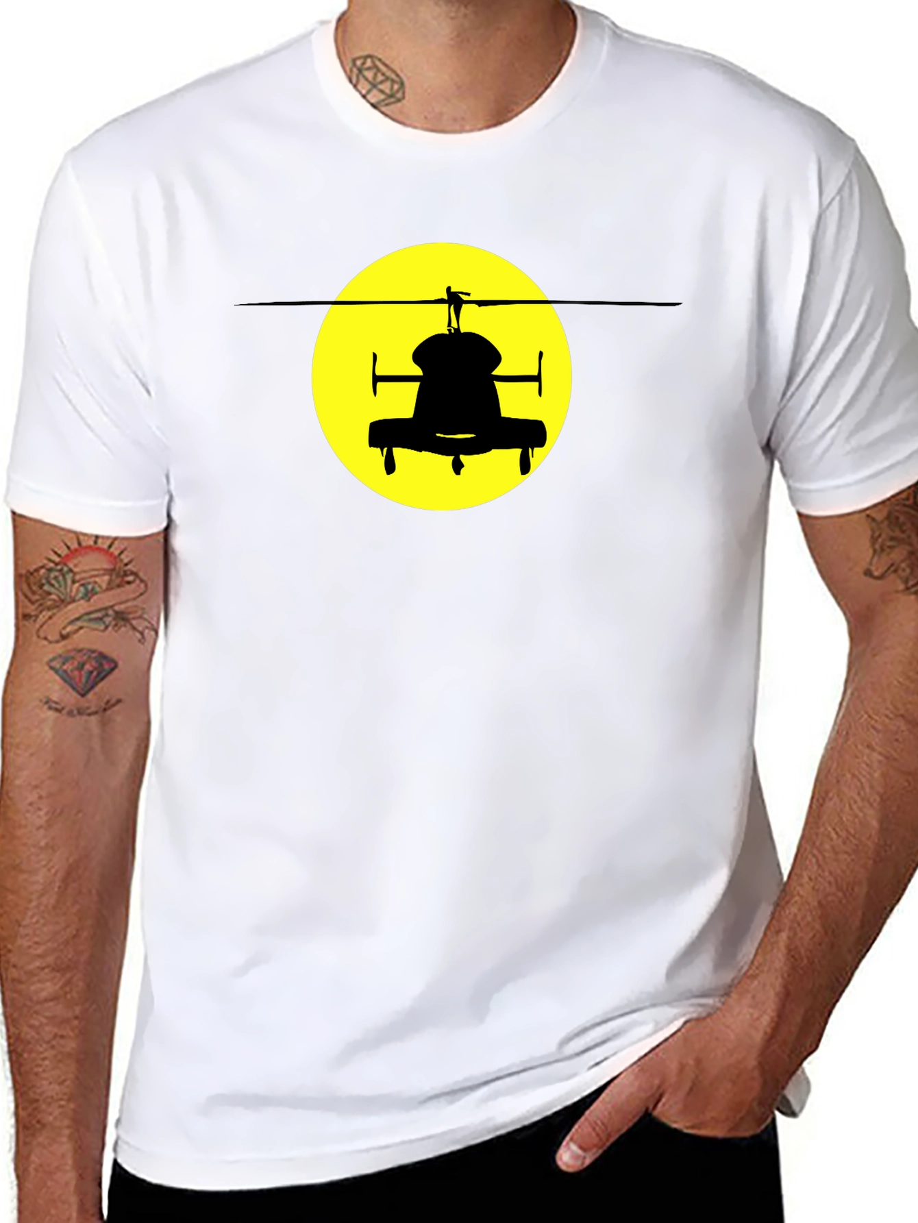 Helicopter Silhouette Graphic Tee - Black