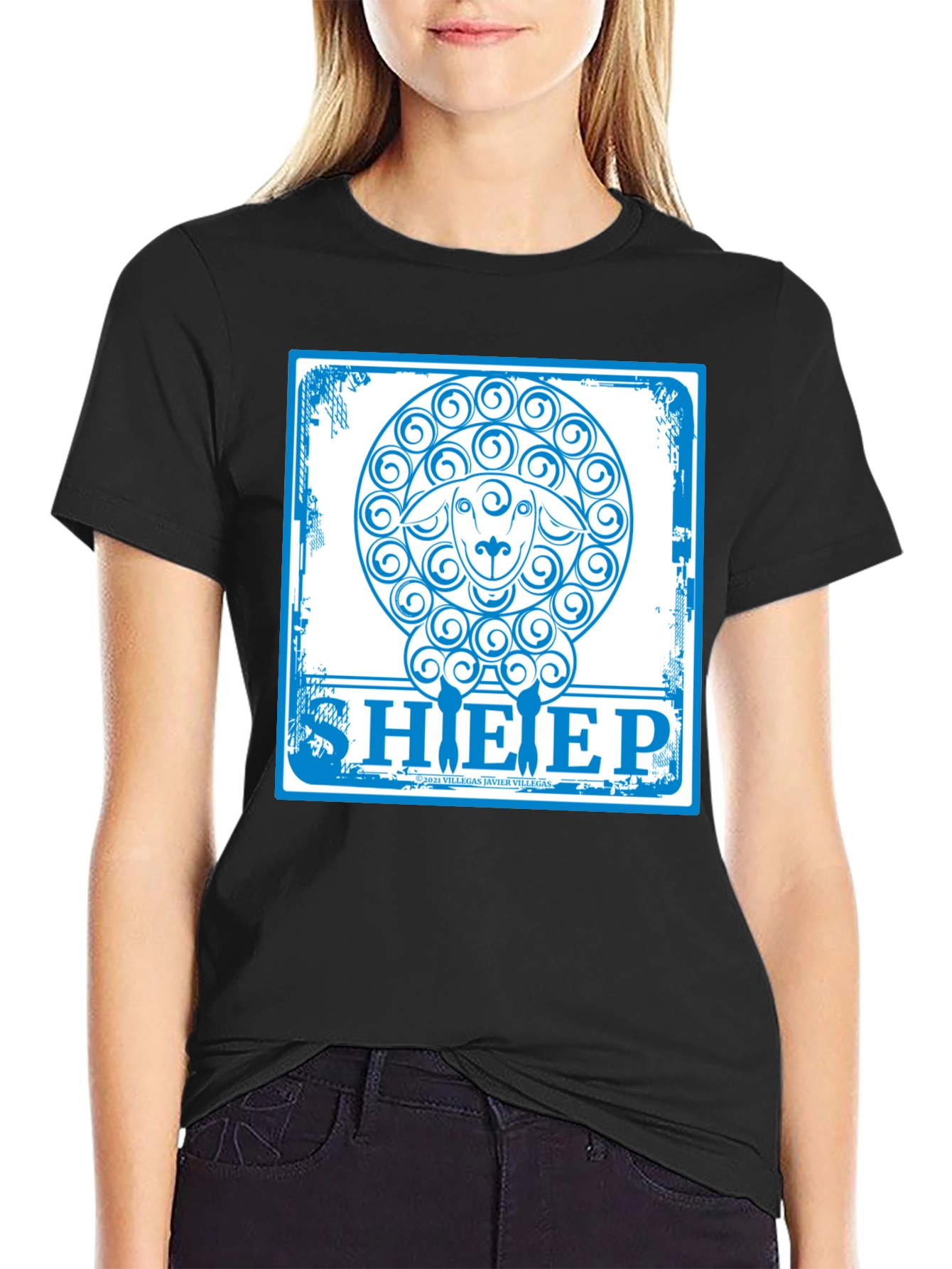 Sheep Graphic T-Shirt - Trendy Crew Neck Tee