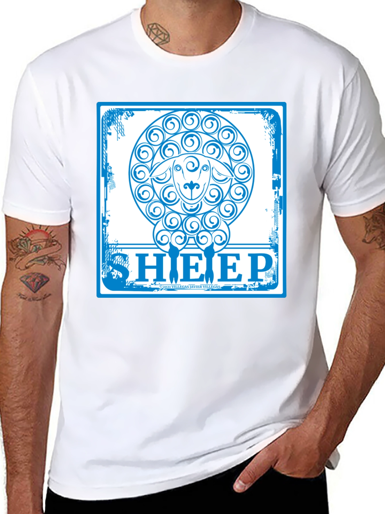 Sheep Graphic T-Shirt - Trendy Crew Neck Tee