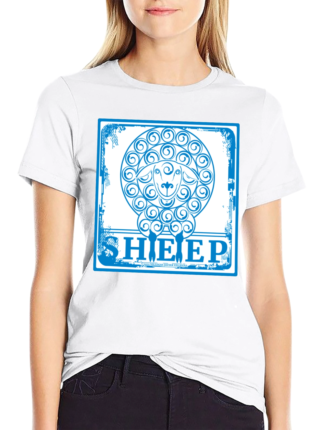 Sheep Graphic T-Shirt - Trendy Crew Neck Tee