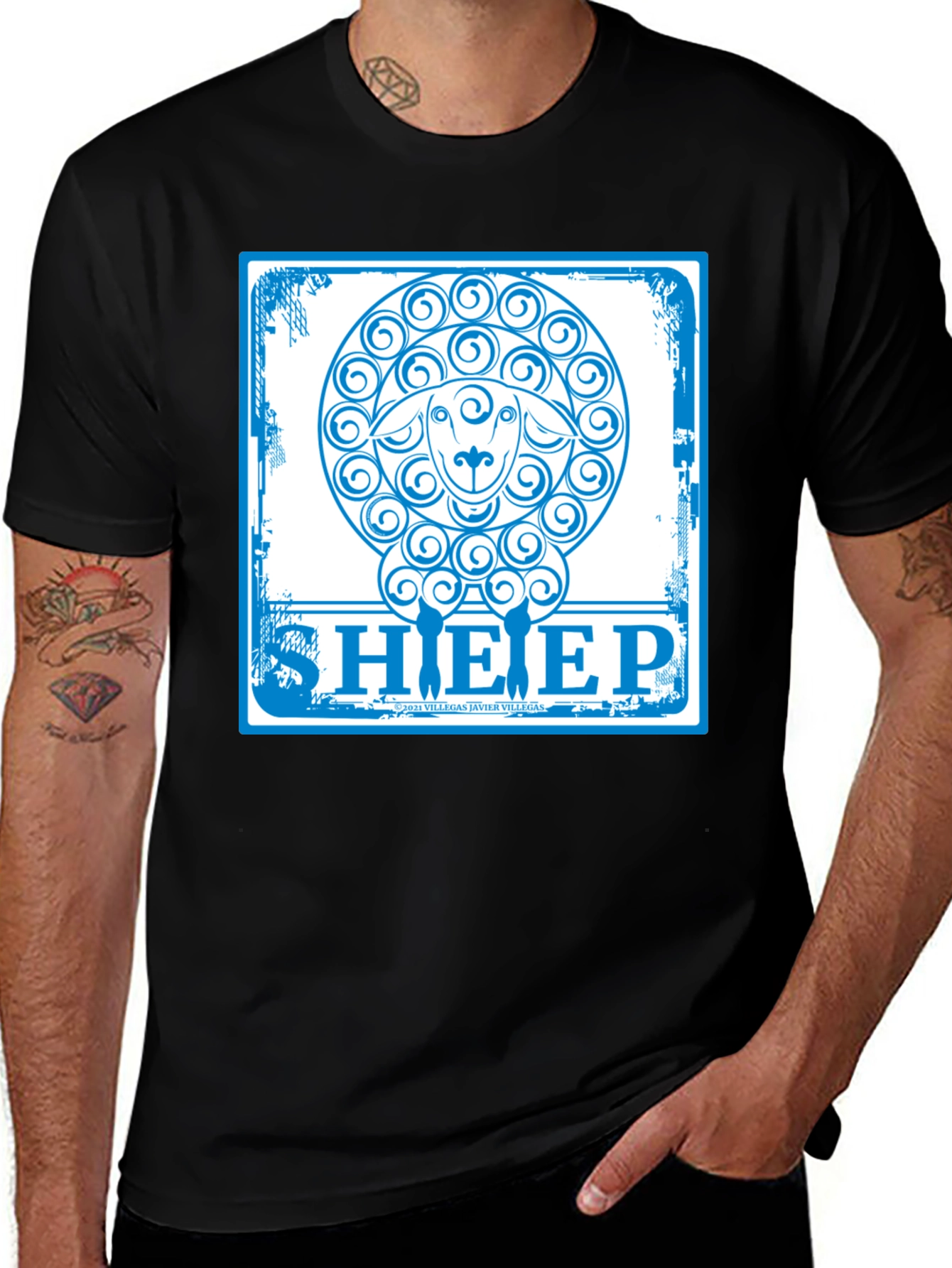 Sheep Graphic T-Shirt - Trendy Crew Neck Tee